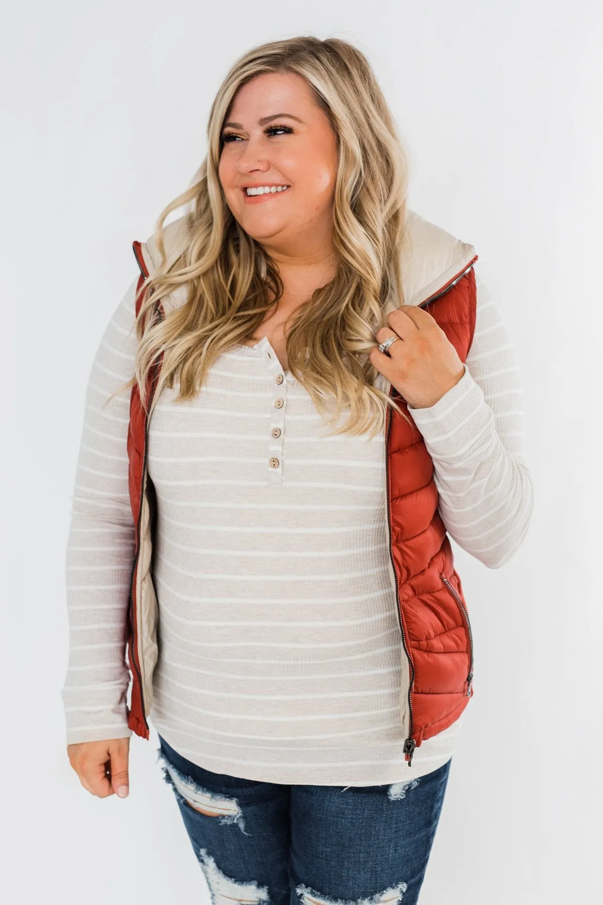 A New Journey Reversible Vest- Rust & Beige