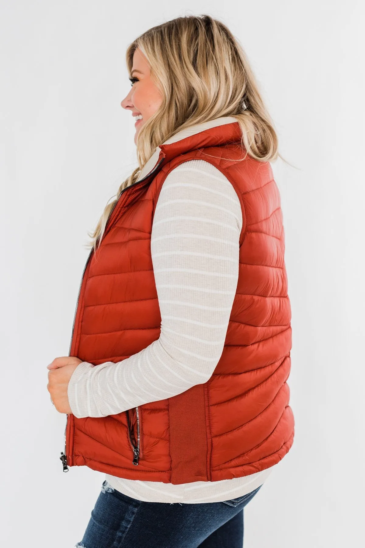 A New Journey Reversible Vest- Rust & Beige