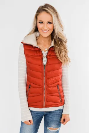 A New Journey Reversible Vest- Rust & Beige