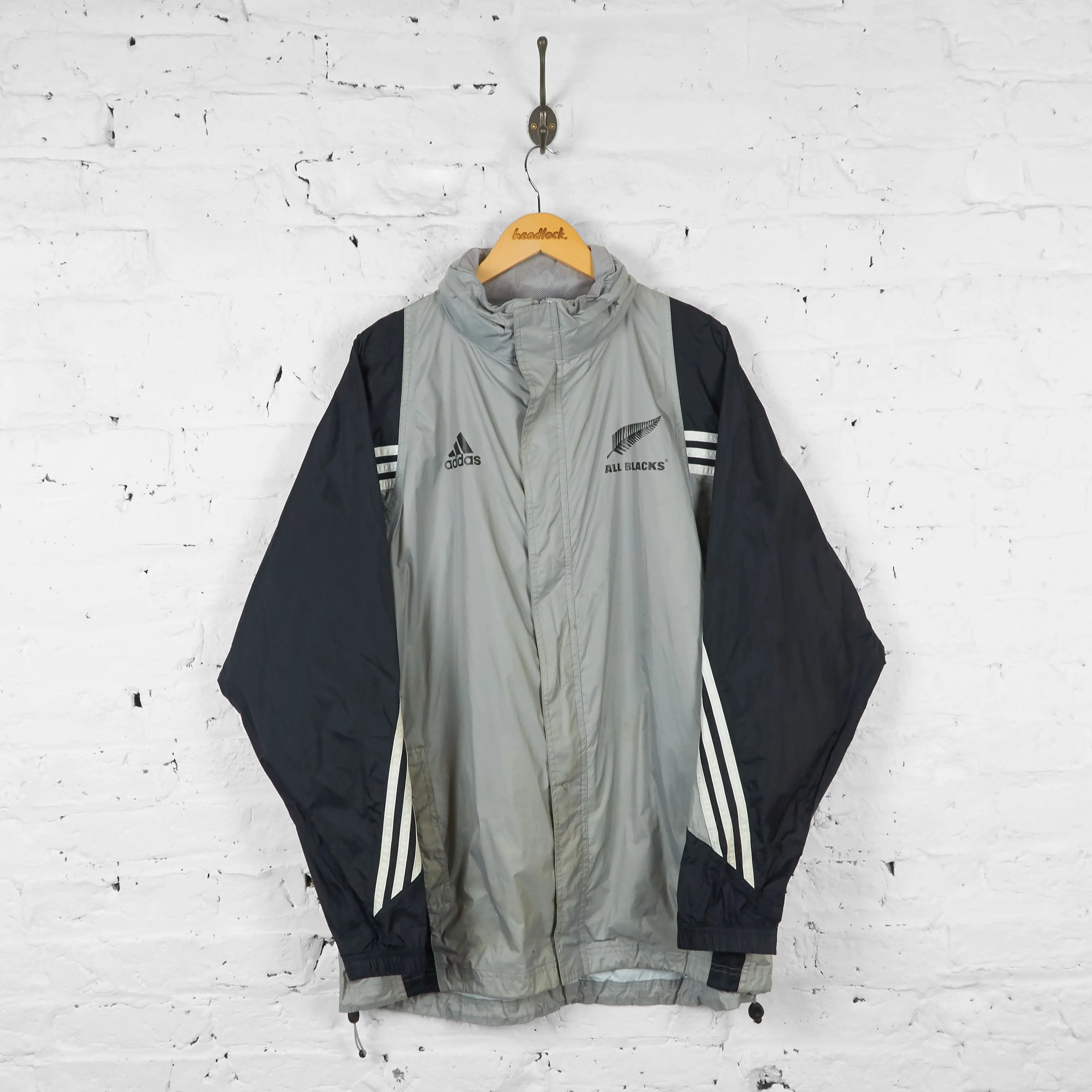 All Blacks Adidas Cagoule Rain Jacket - Black/Grey - XL