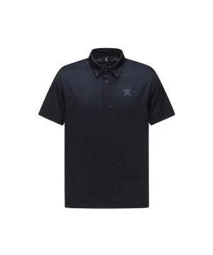 ANEW Men's Jacquard Collar Short T-Shirt - Navy