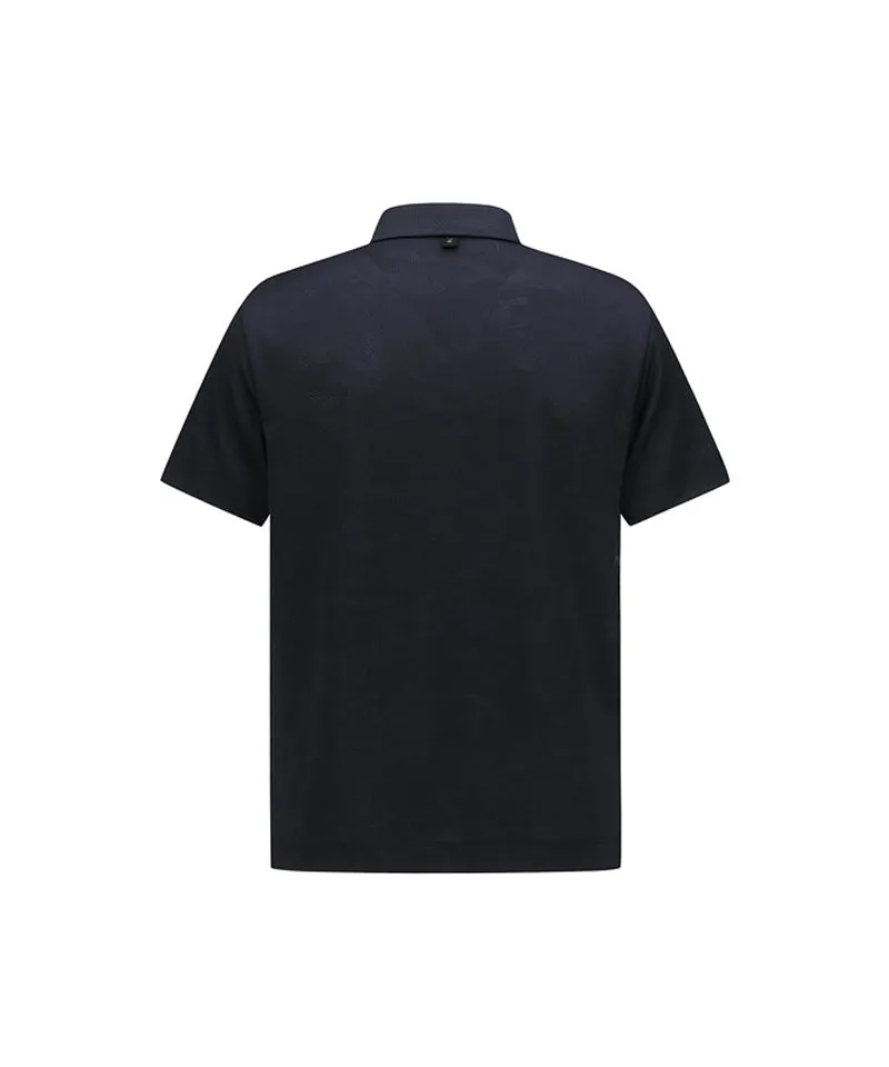 ANEW Men's Jacquard Collar Short T-Shirt - Navy