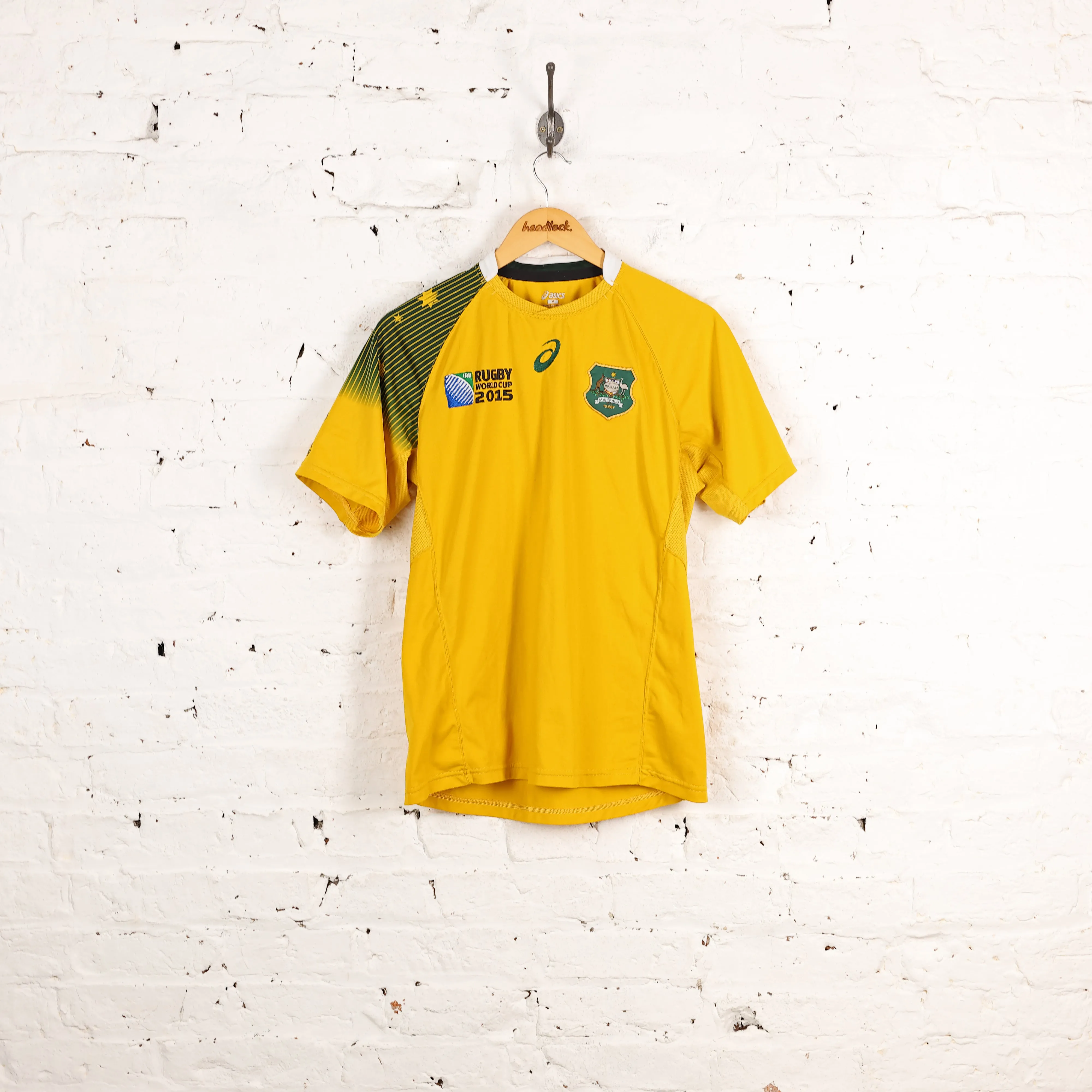 Australia 2015 Home Asics Rugby Shirt - Yellow - M