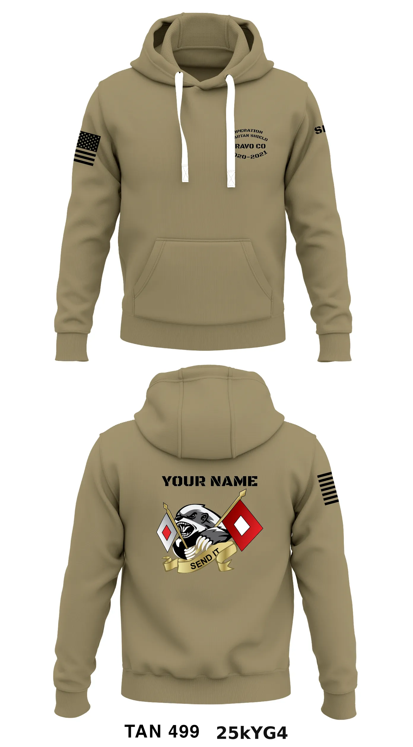 B Co 146 ESB Store 1  - Tan 499 Core Men's Hooded Performance Sweatshirt - 25kYG4