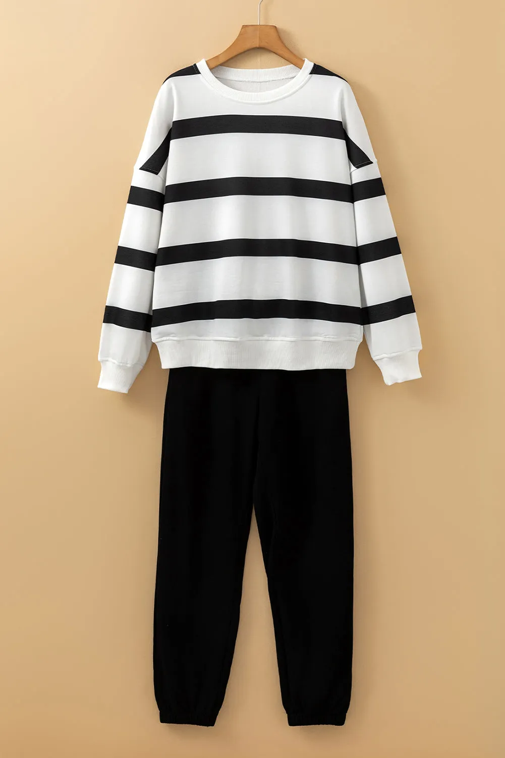 Beatrice, Striped Drop Shoulder Pullover and Joggers Set