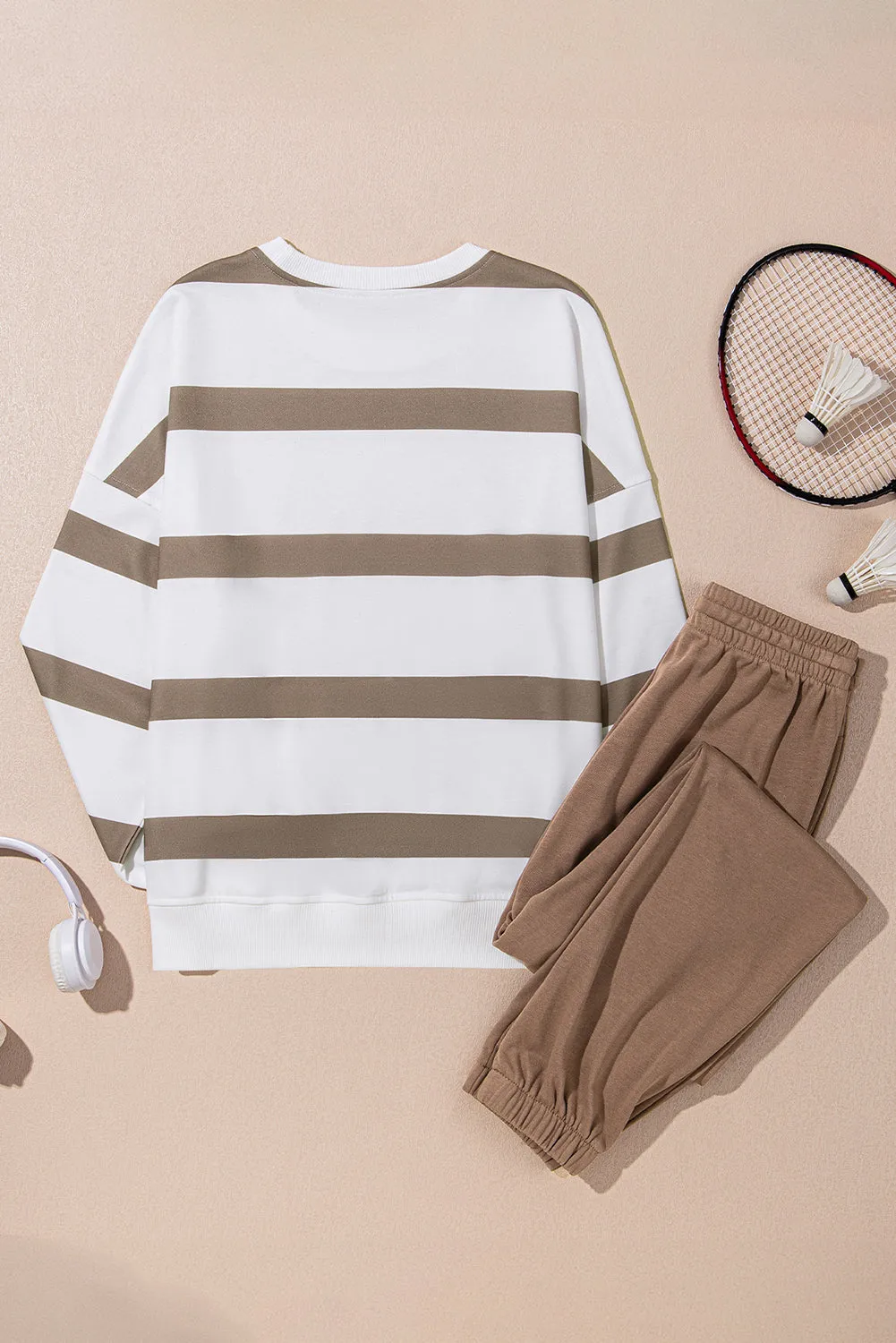 Beatrice, Striped Drop Shoulder Pullover and Joggers Set