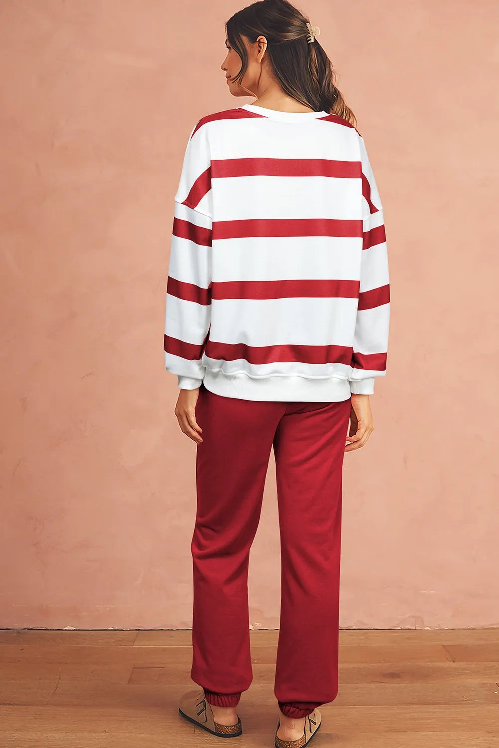 Beatrice, Striped Drop Shoulder Pullover and Joggers Set