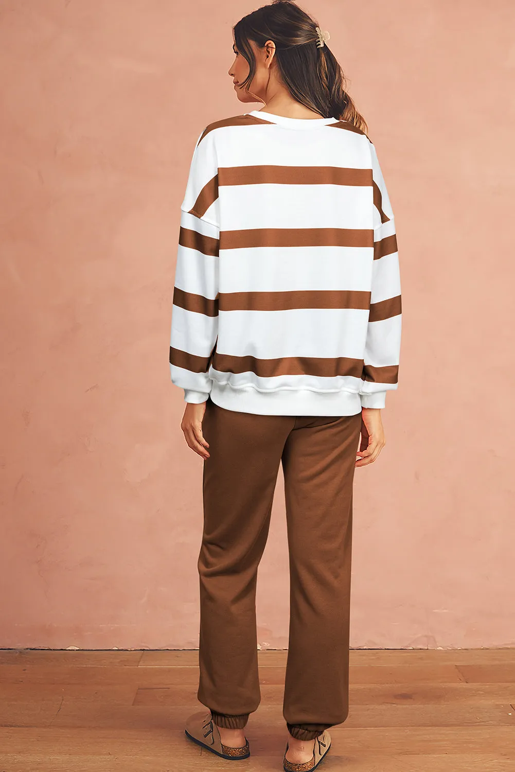 Beatrice, Striped Drop Shoulder Pullover and Joggers Set