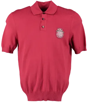 Billionaire Burgundy CREST Knit Polo Shirt UK S