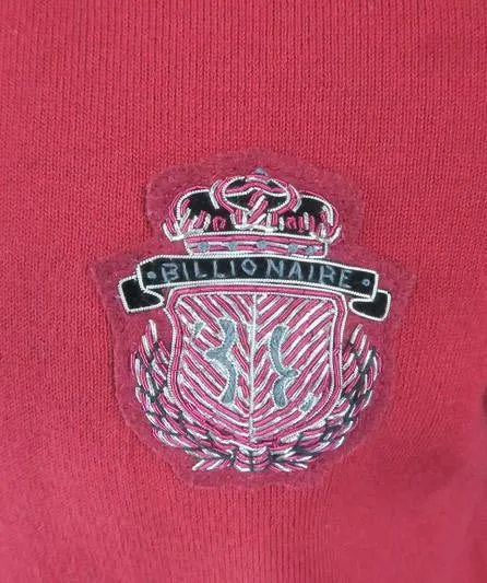 Billionaire Burgundy CREST Knit Polo Shirt UK S
