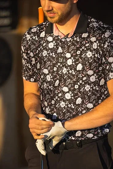 Black Floral Polo