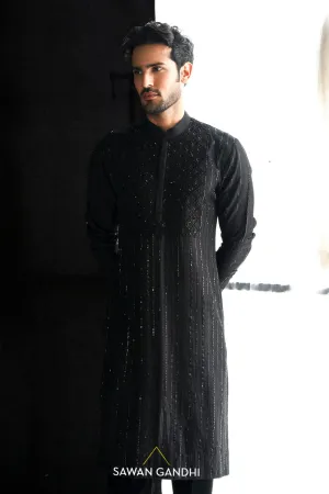 Black Gicha Chikankari Kurta