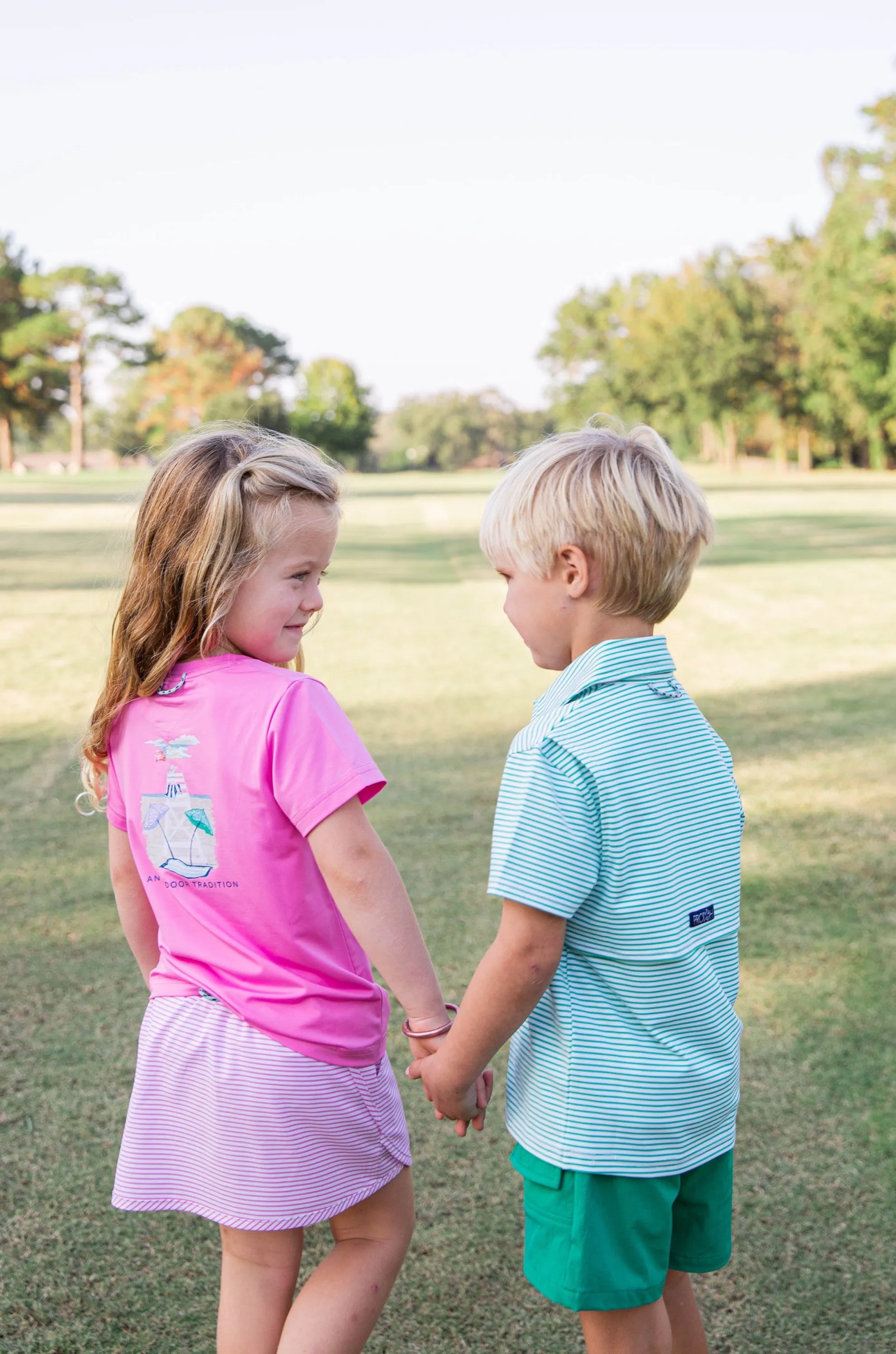 Boys Short Sleeve Pro Performance Polo in Simply Green Stripe