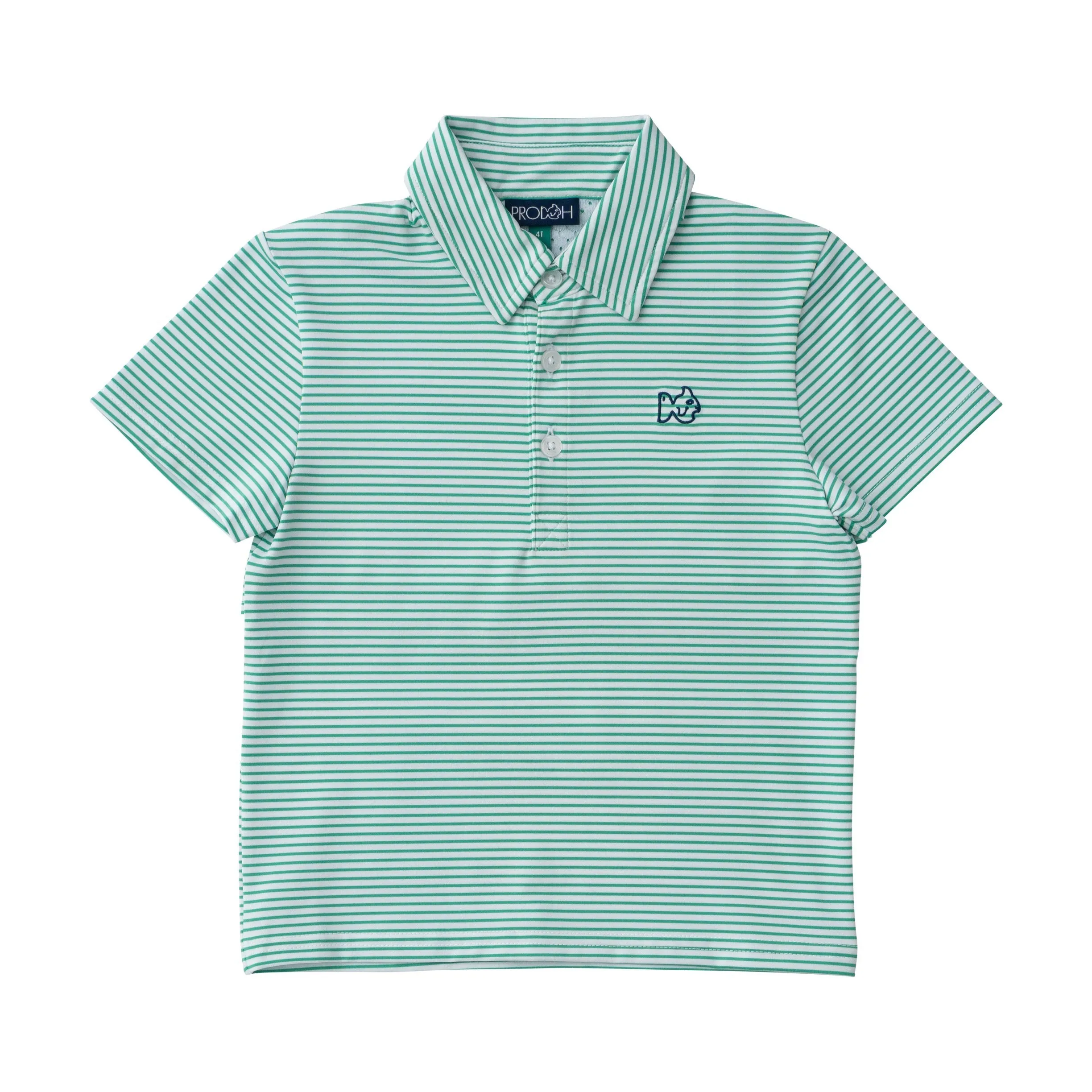Boys Short Sleeve Pro Performance Polo in Simply Green Stripe
