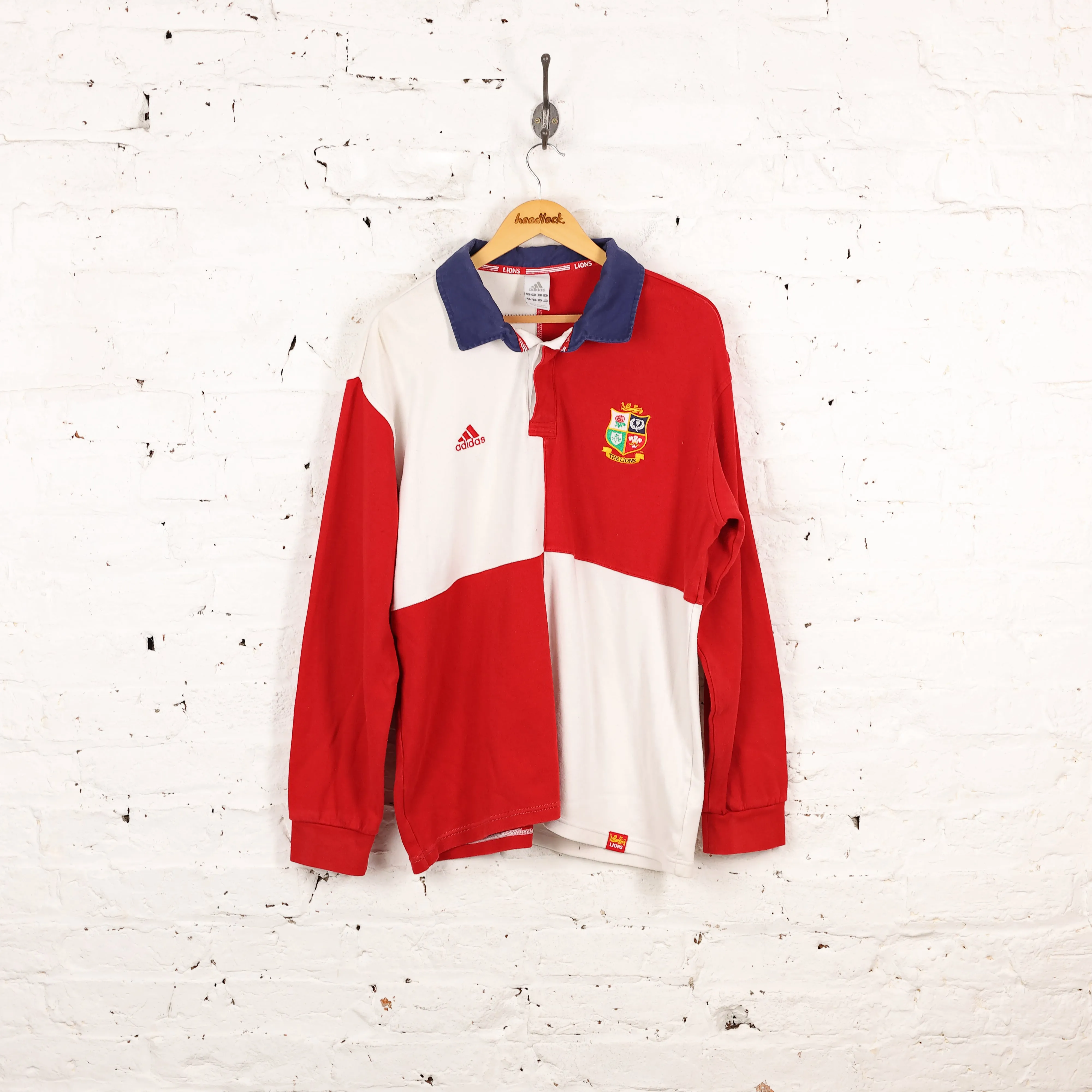 British and Irish Lions Adidas Long Sleeve Rugby Shirt - Red - L