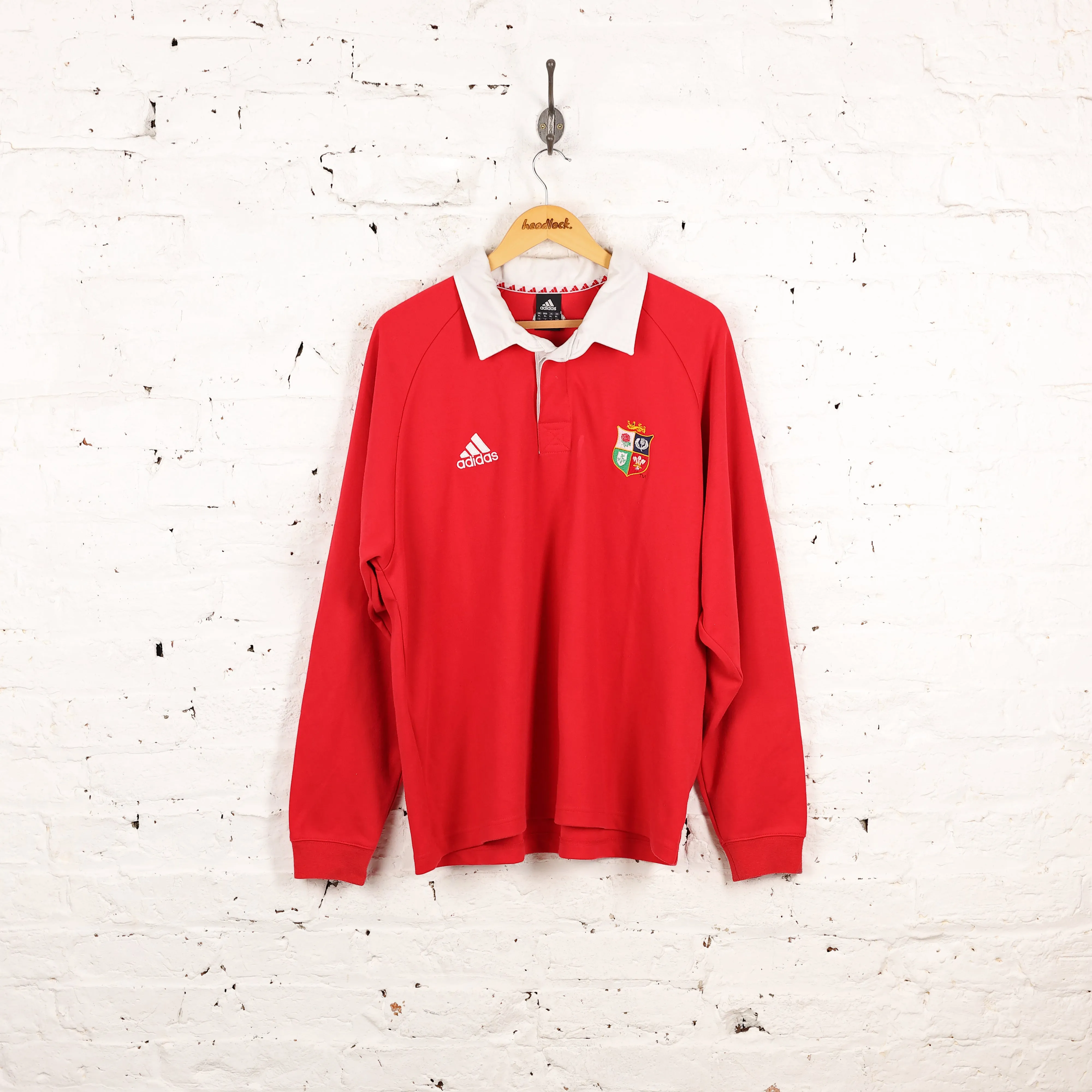 British and Irish Lions Adidas Long Sleeve Rugby Shirt - Red - XL