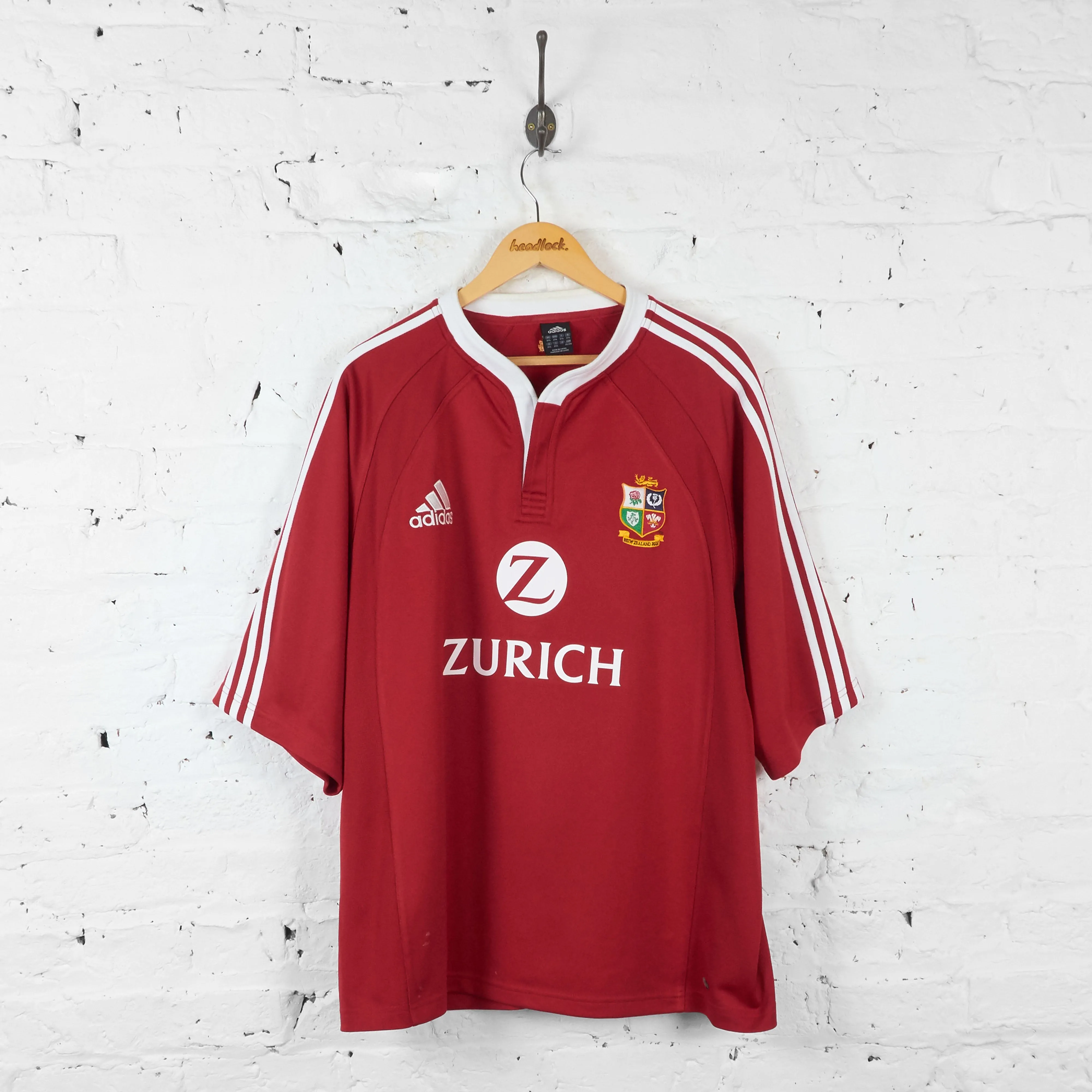 British and Irish Lions New Zealand 2005 Tour Adidas Rugby Shirt - Red - XXL