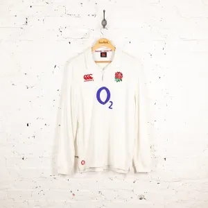 Canterbury England Long Sleeve Home Rugby Shirt - White - L