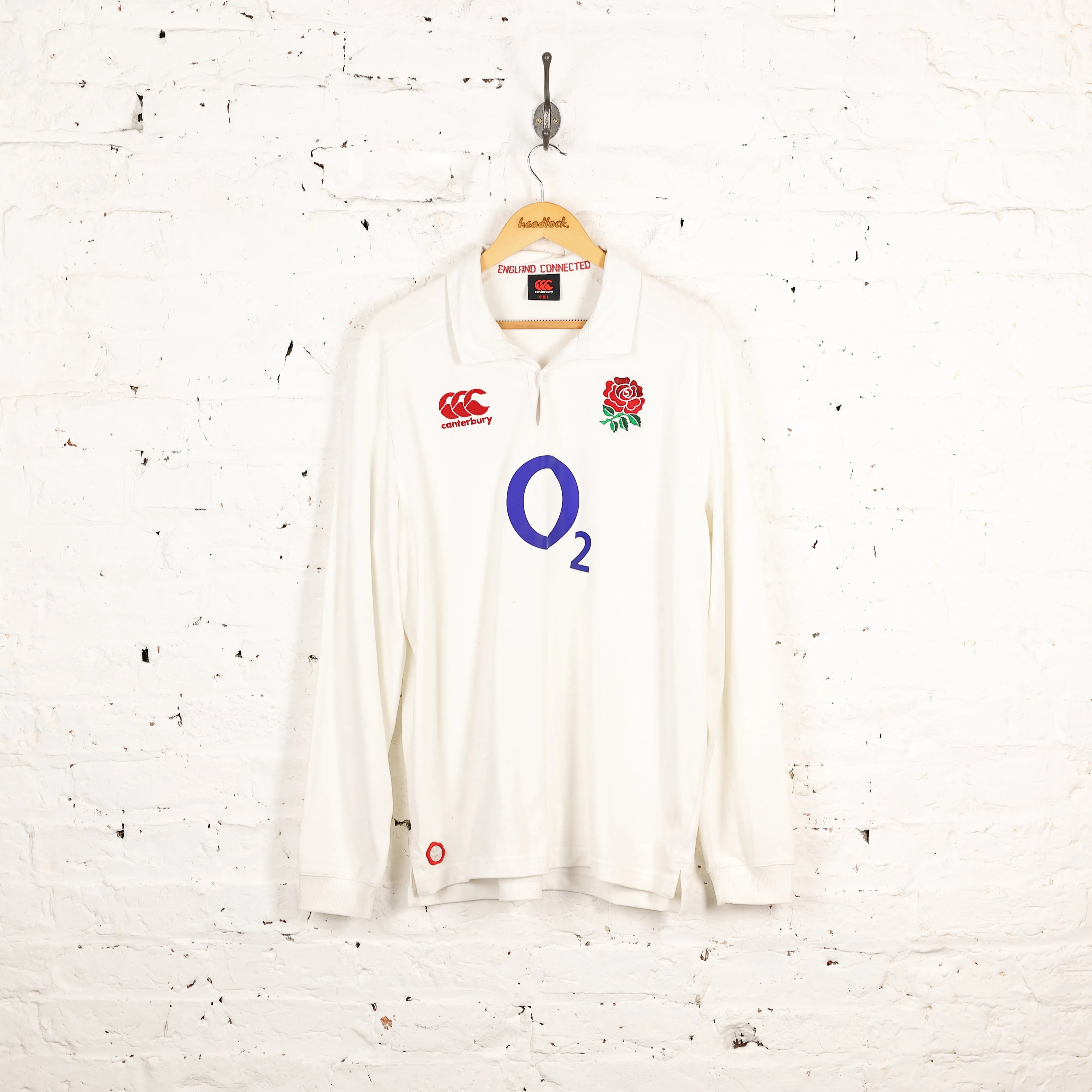 Canterbury England Long Sleeve Home Rugby Shirt - White - L