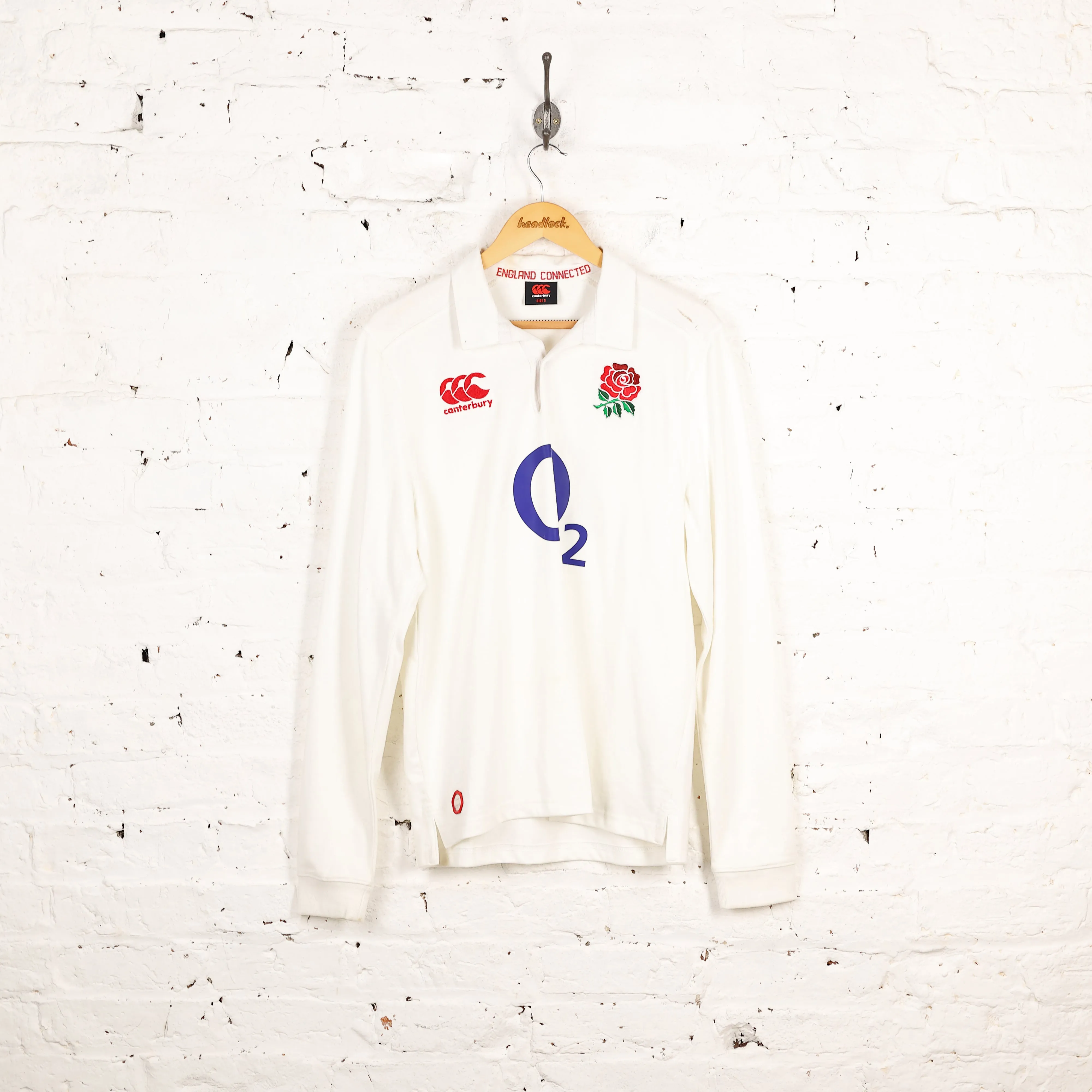 Canterbury England Long Sleeve Home Rugby Shirt - White - S