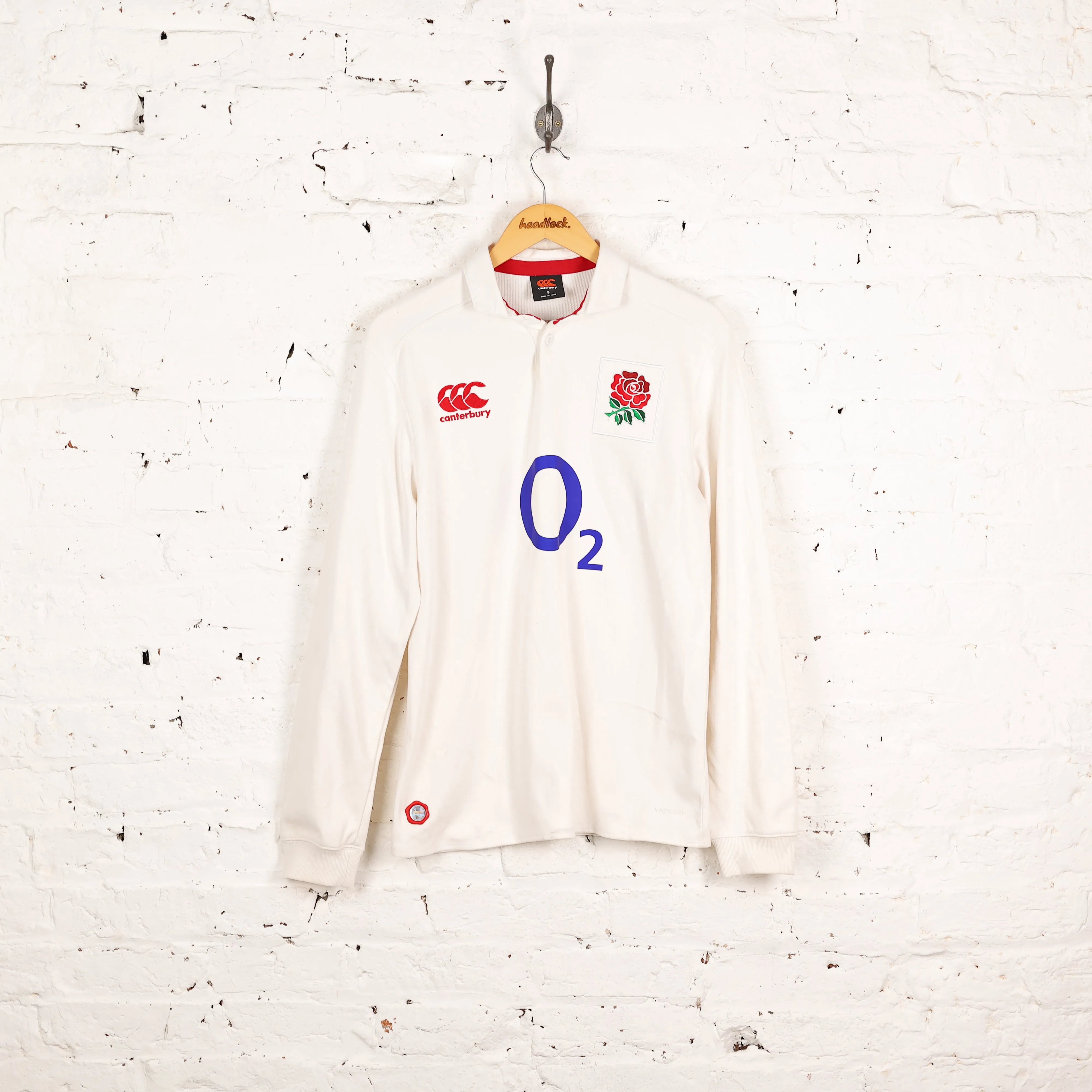 Canterbury England Long Sleeve Home Rugby Shirt - White - S