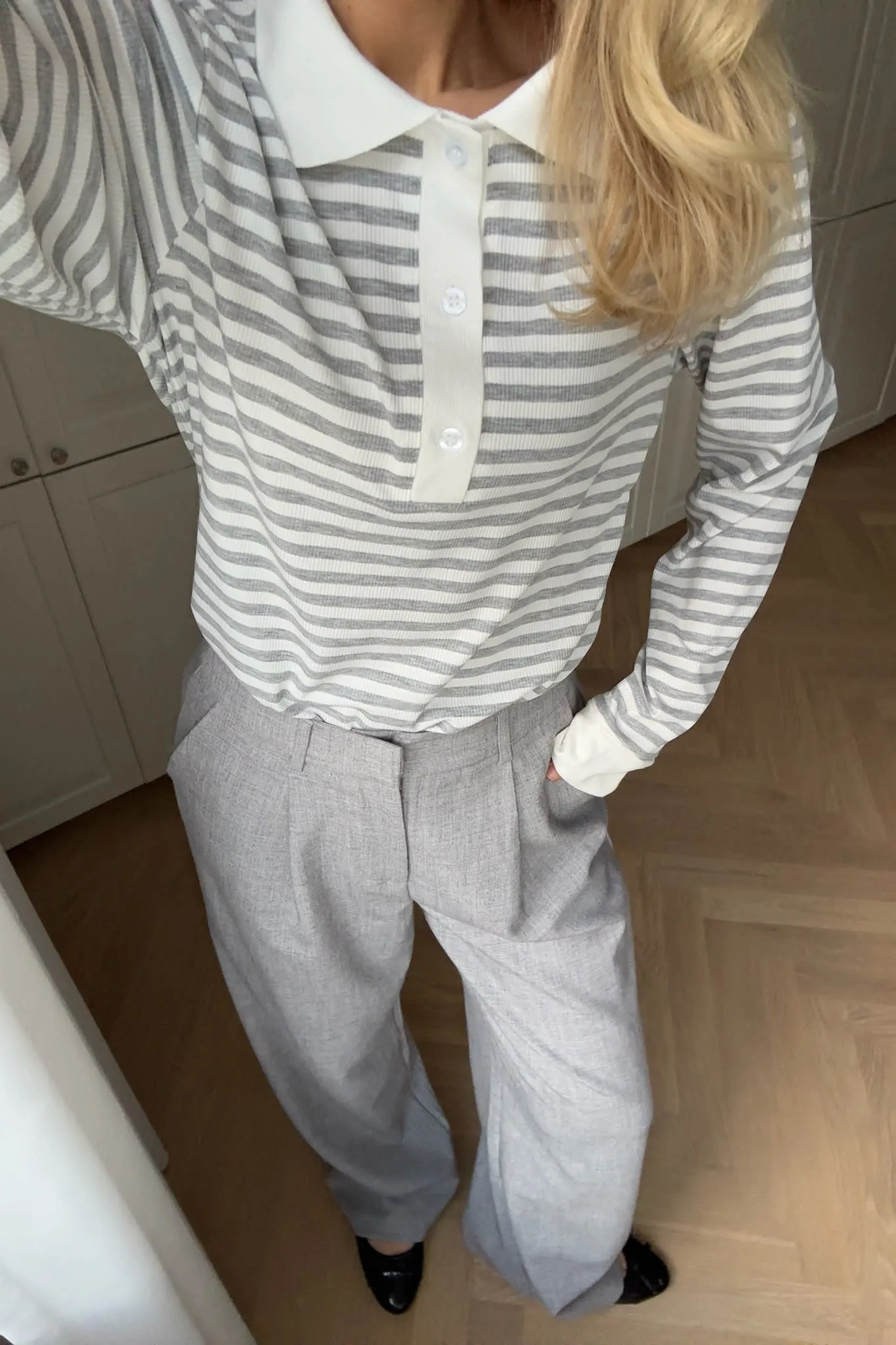 CarlyIC Polo - Grå Stribet