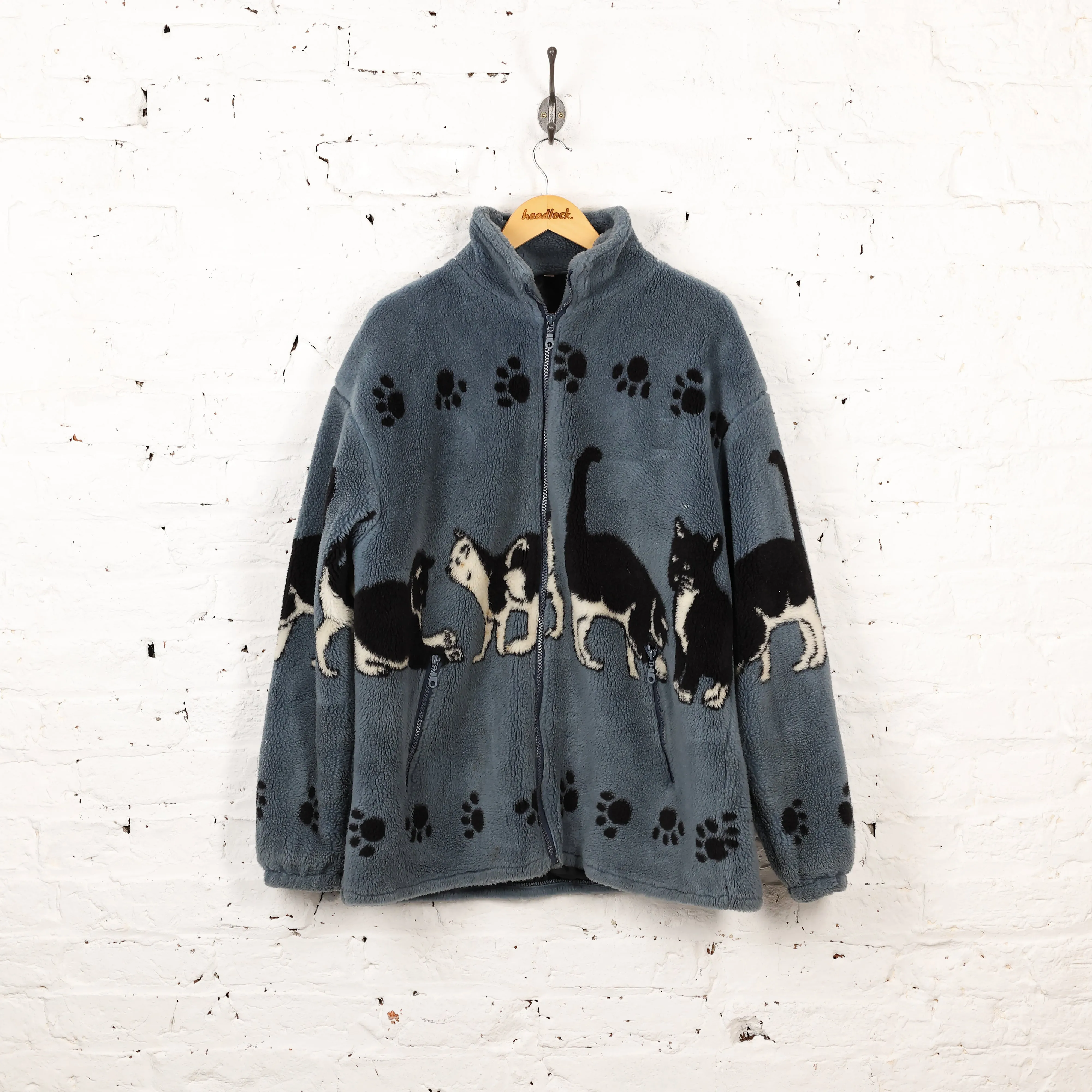 Cats Fleece Jacket - Blue - XL