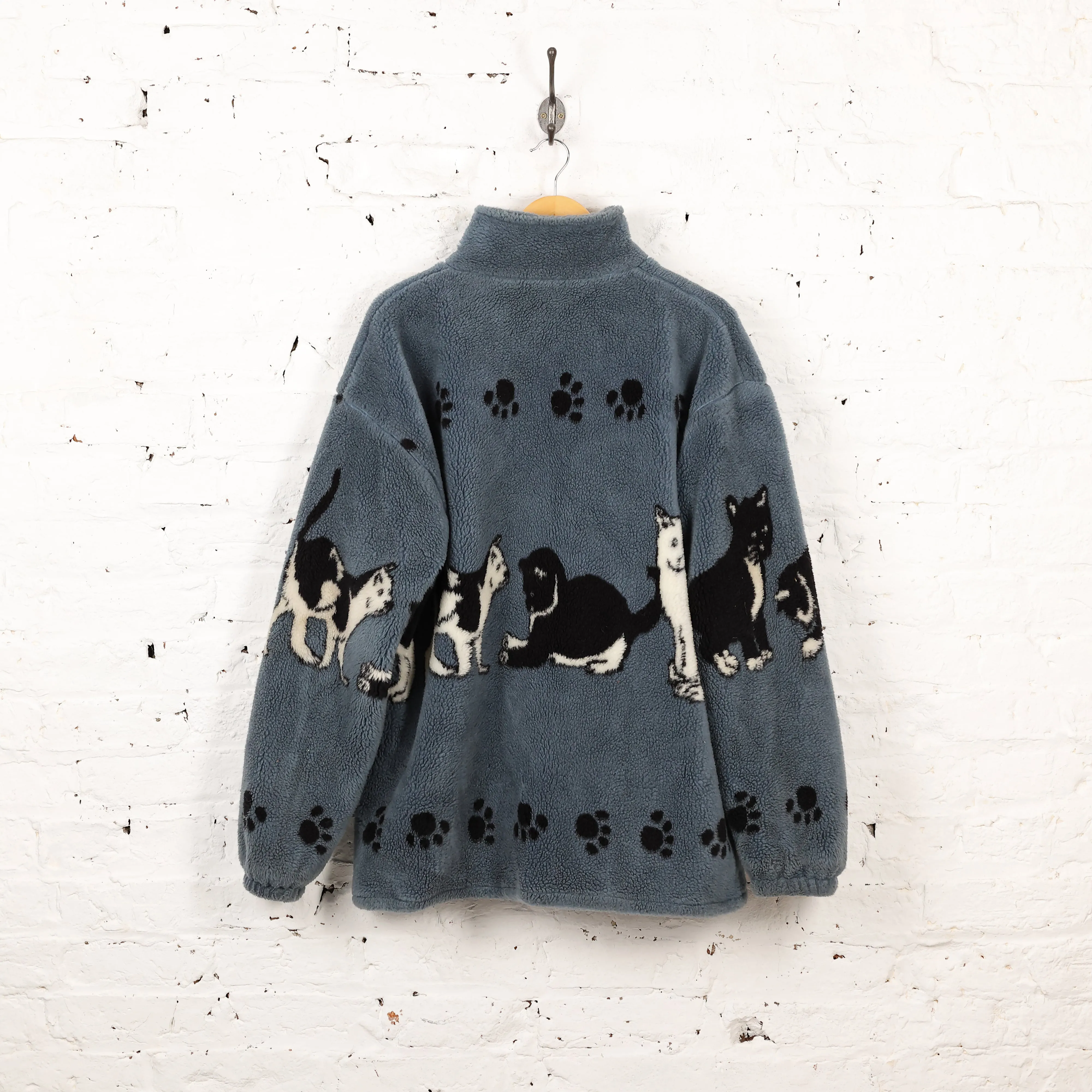 Cats Fleece Jacket - Blue - XL