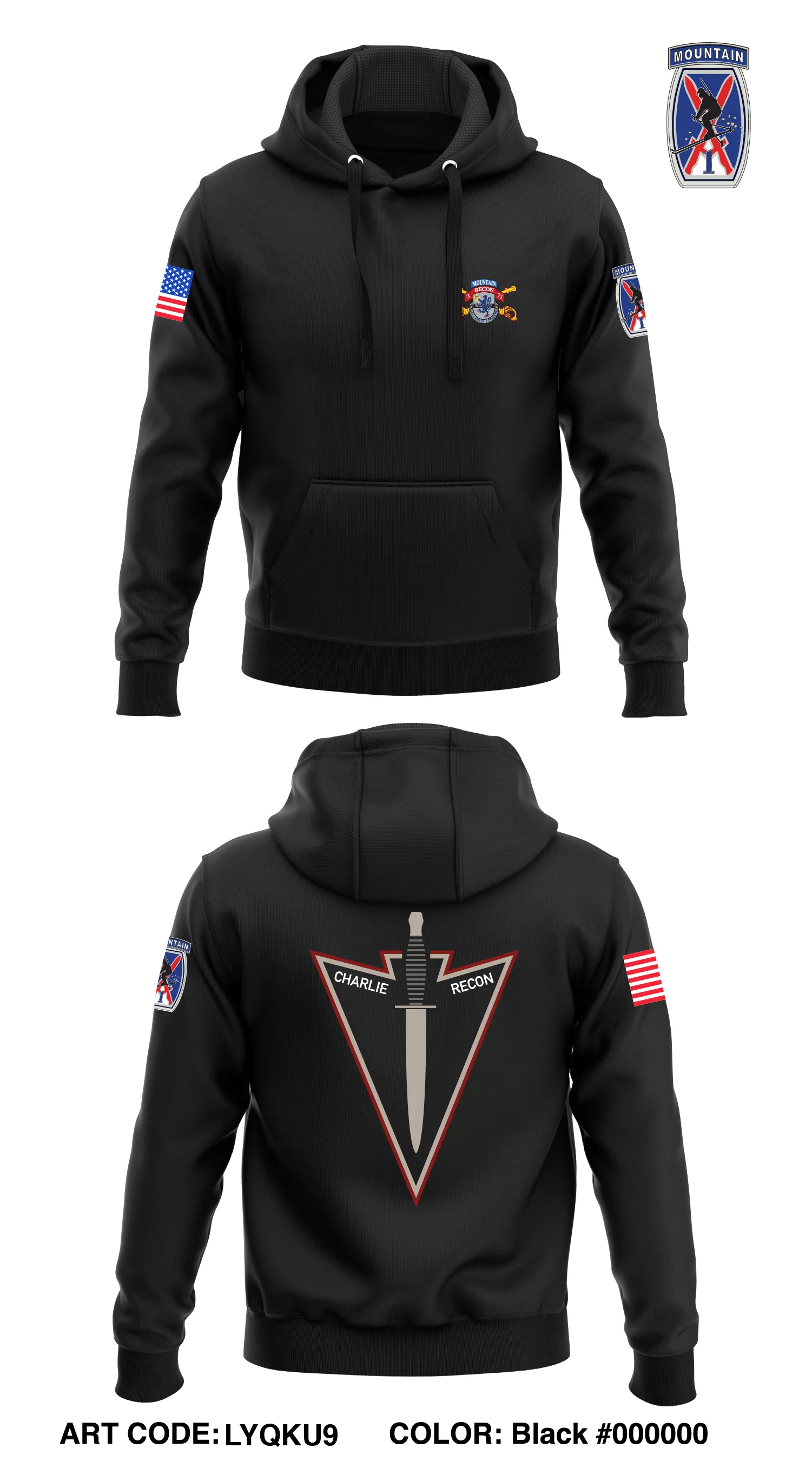Charlie Troop, 3-71 CAV, 1st BCT, 1th MTN DIV Store 1  Core Men's Hooded Performance Sweatshirt - LYQKU9
