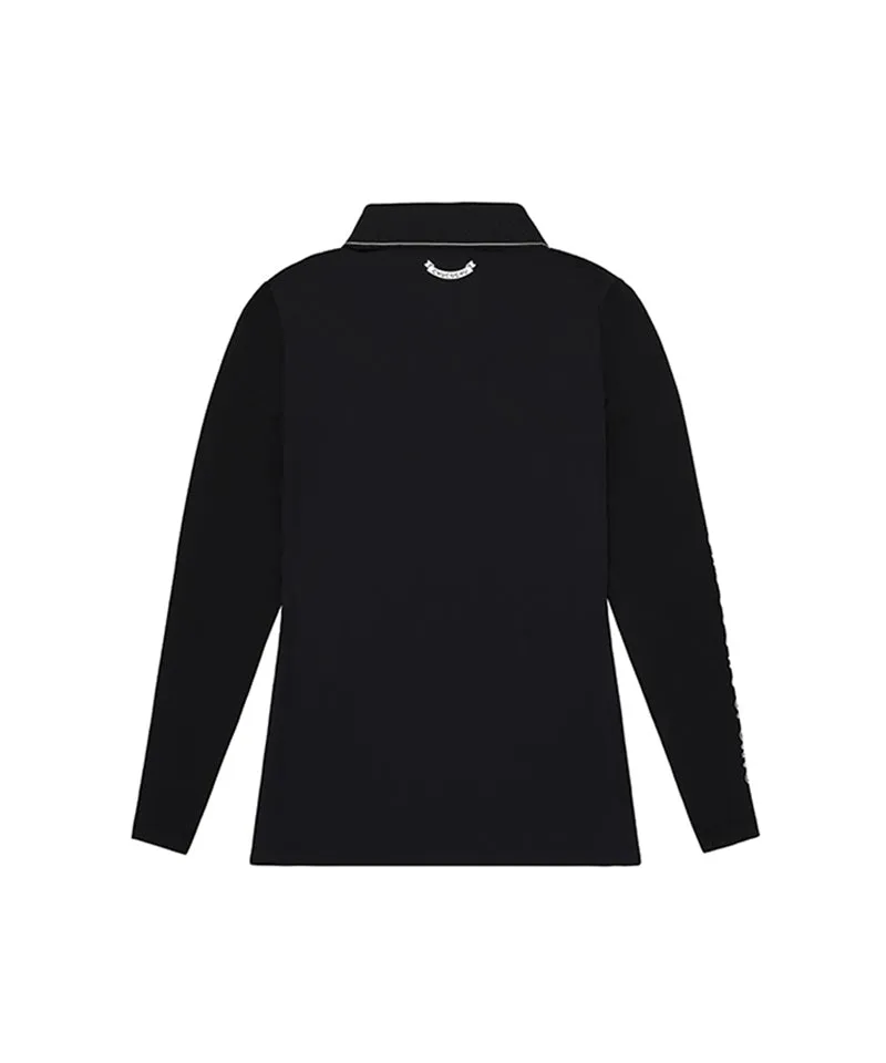 CHUCUCHU Knit Collar Point T-Shirt - Black