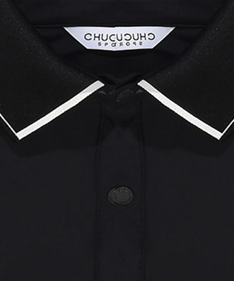 CHUCUCHU Knit Collar Point T-Shirt - Black