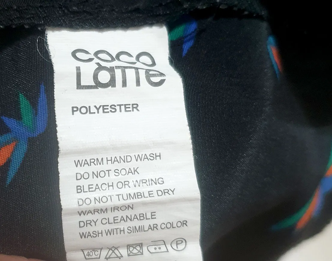 Coco Latte sleeveless black print top size 10