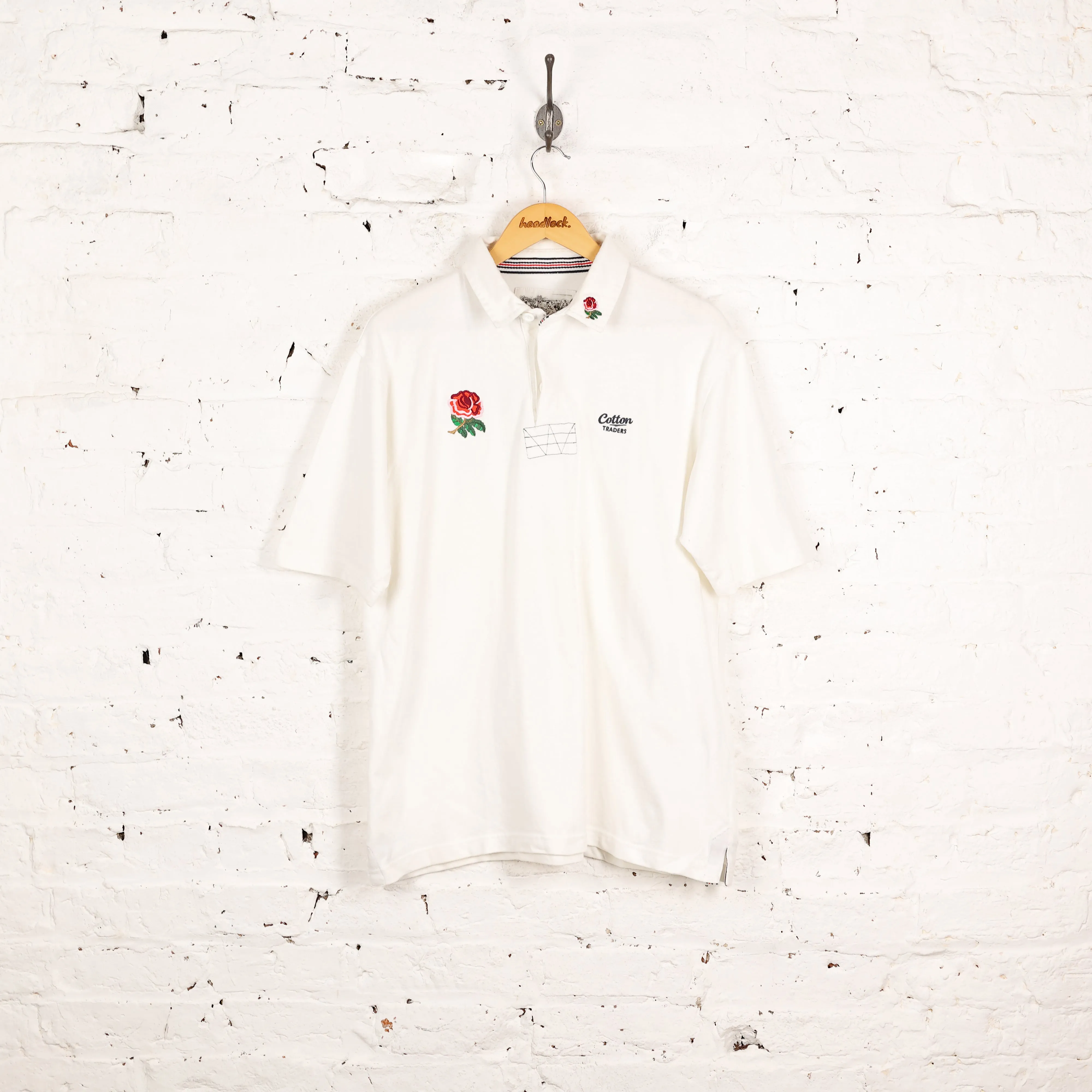 Cotton Traders England Rugby Polo Shirt - White - L