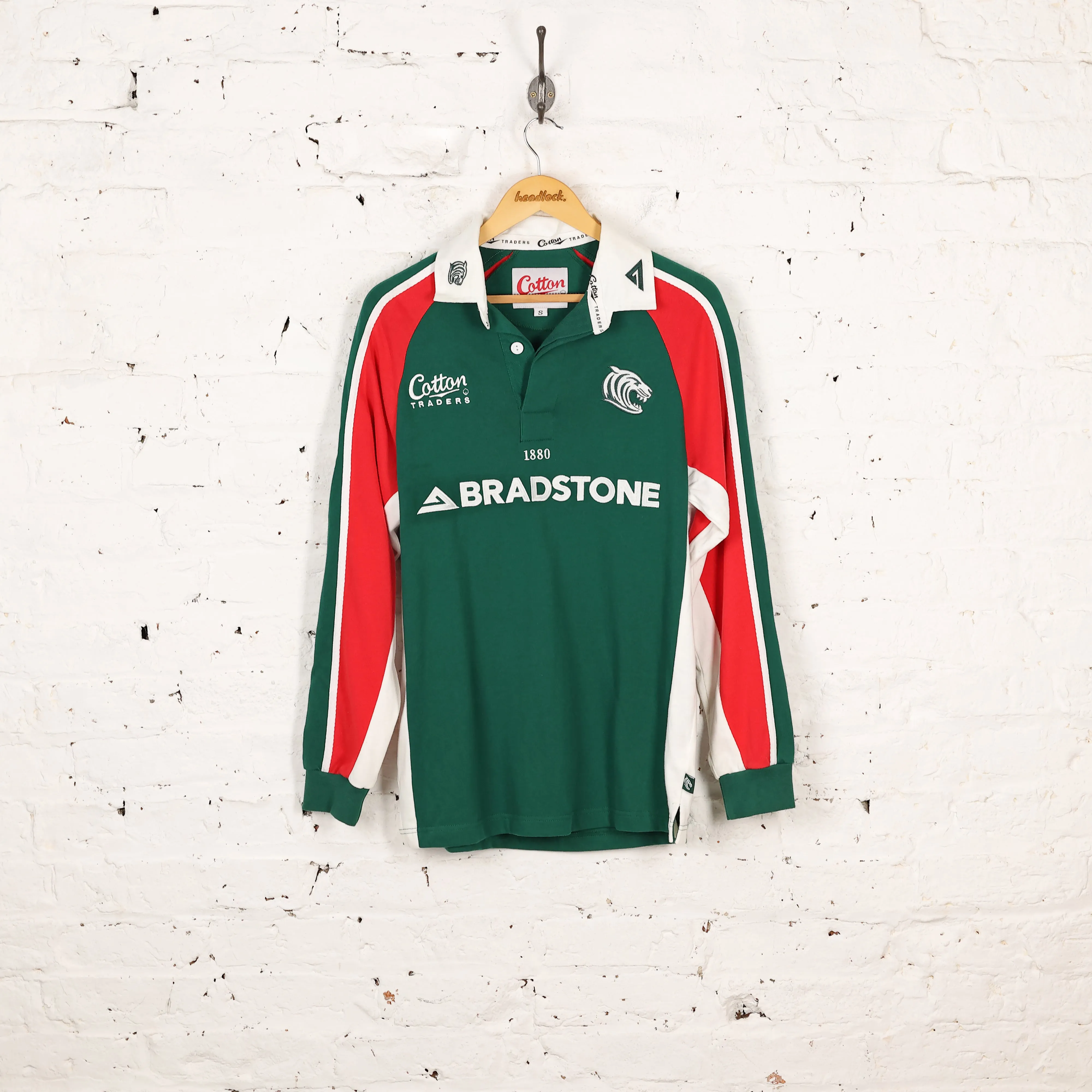 Cotton Traders Leicester Tigers Long Sleeve Rugby Shirt - Green - S
