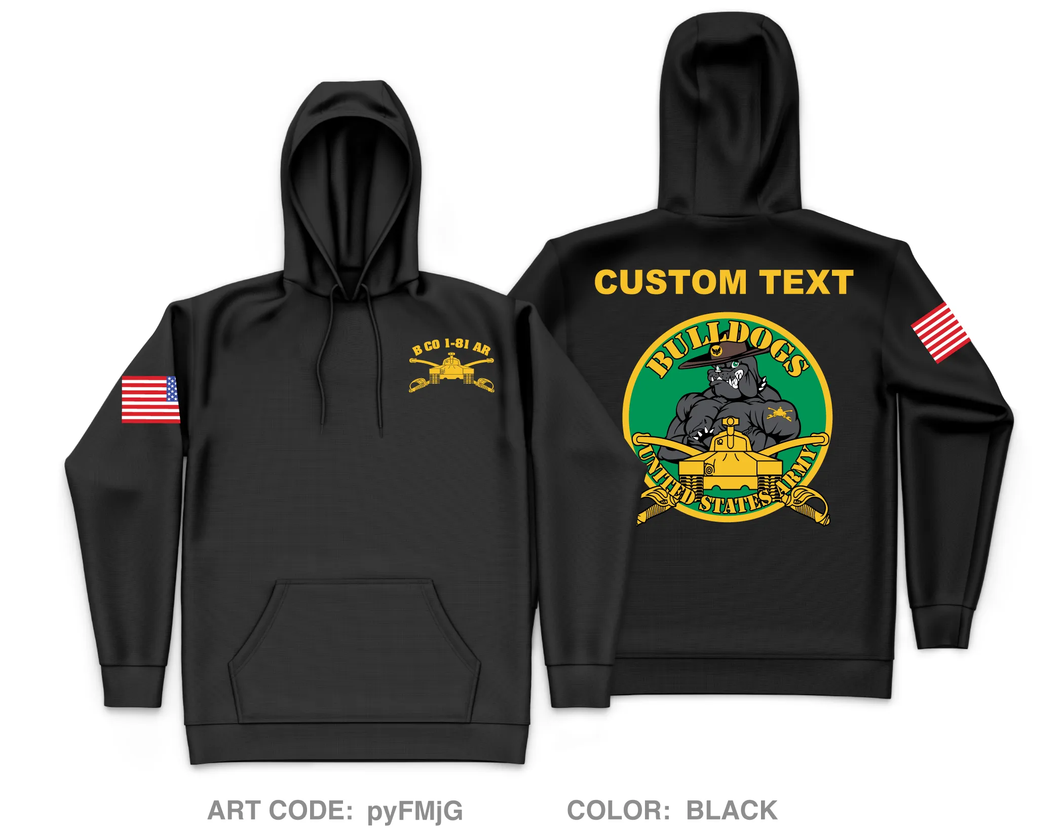 CUSTOM B Co, 1-81 AR BN, 194TH AR BDE Core Men's Hooded Performance Sweatshirt - pyFMjG