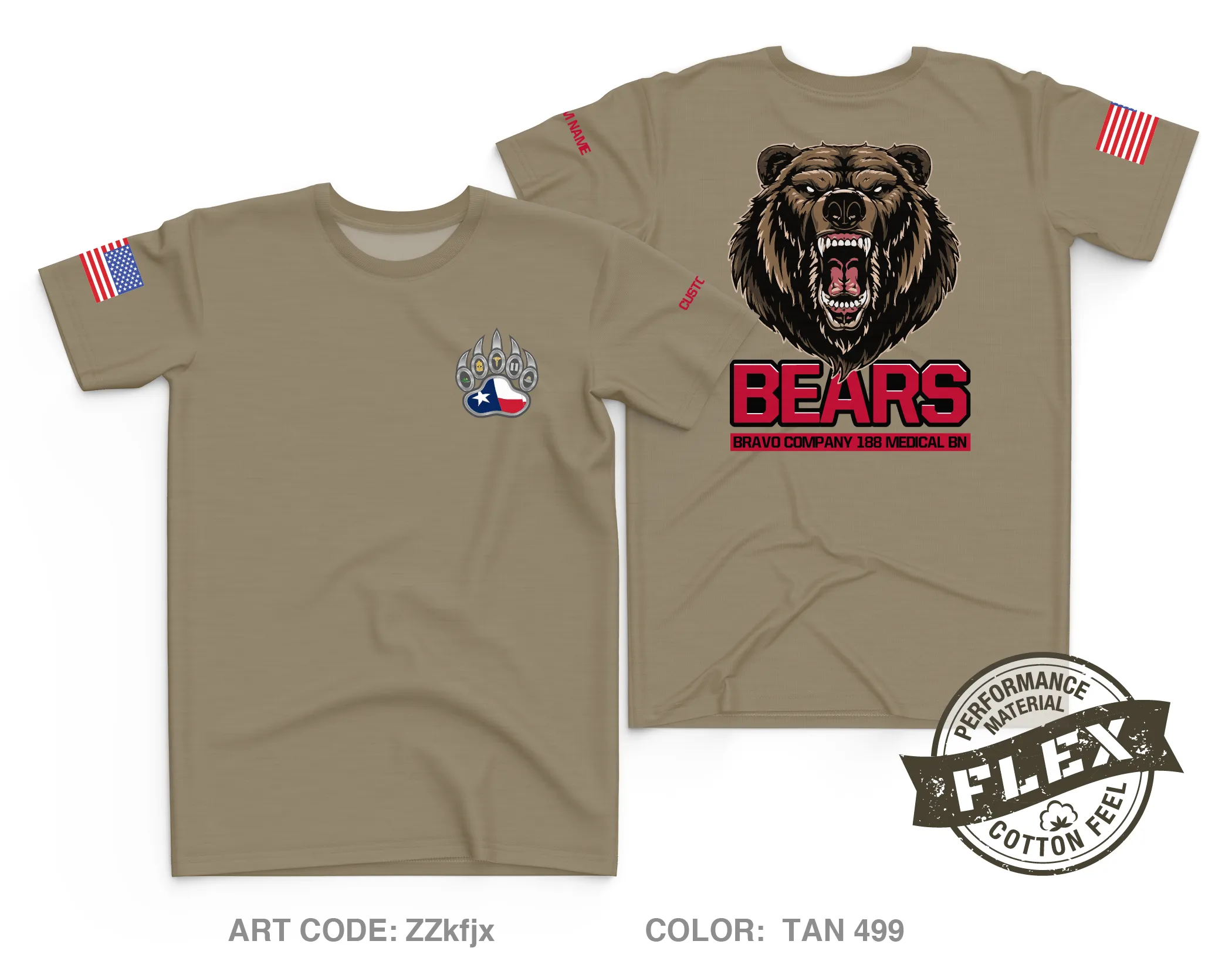 CUSTOM Bravo Company 188th MED BN Core Men's SS Flex Performance Tee - ZZkfjx