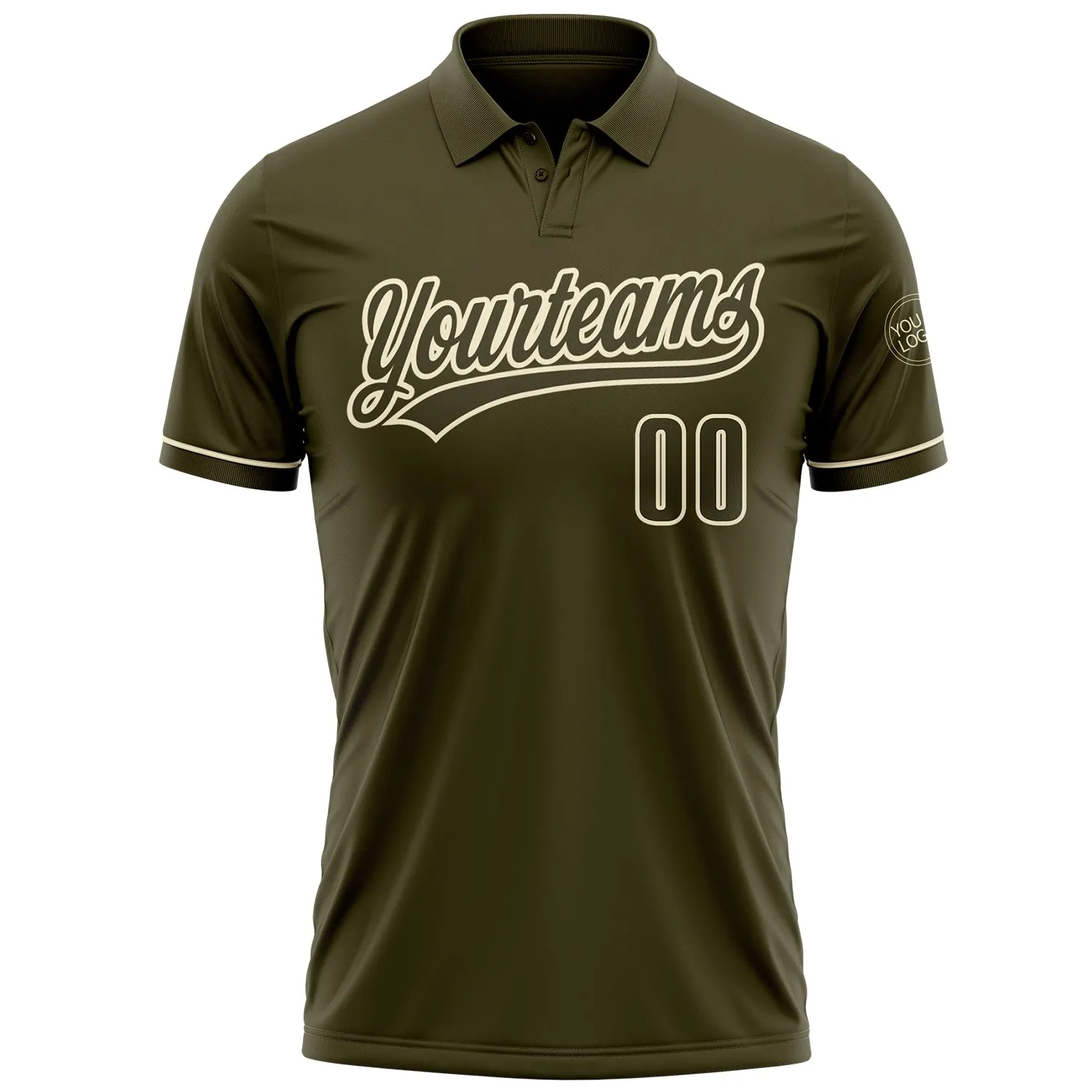Custom Olive Cream Performance Vapor Salute To Service Golf Polo Shirt