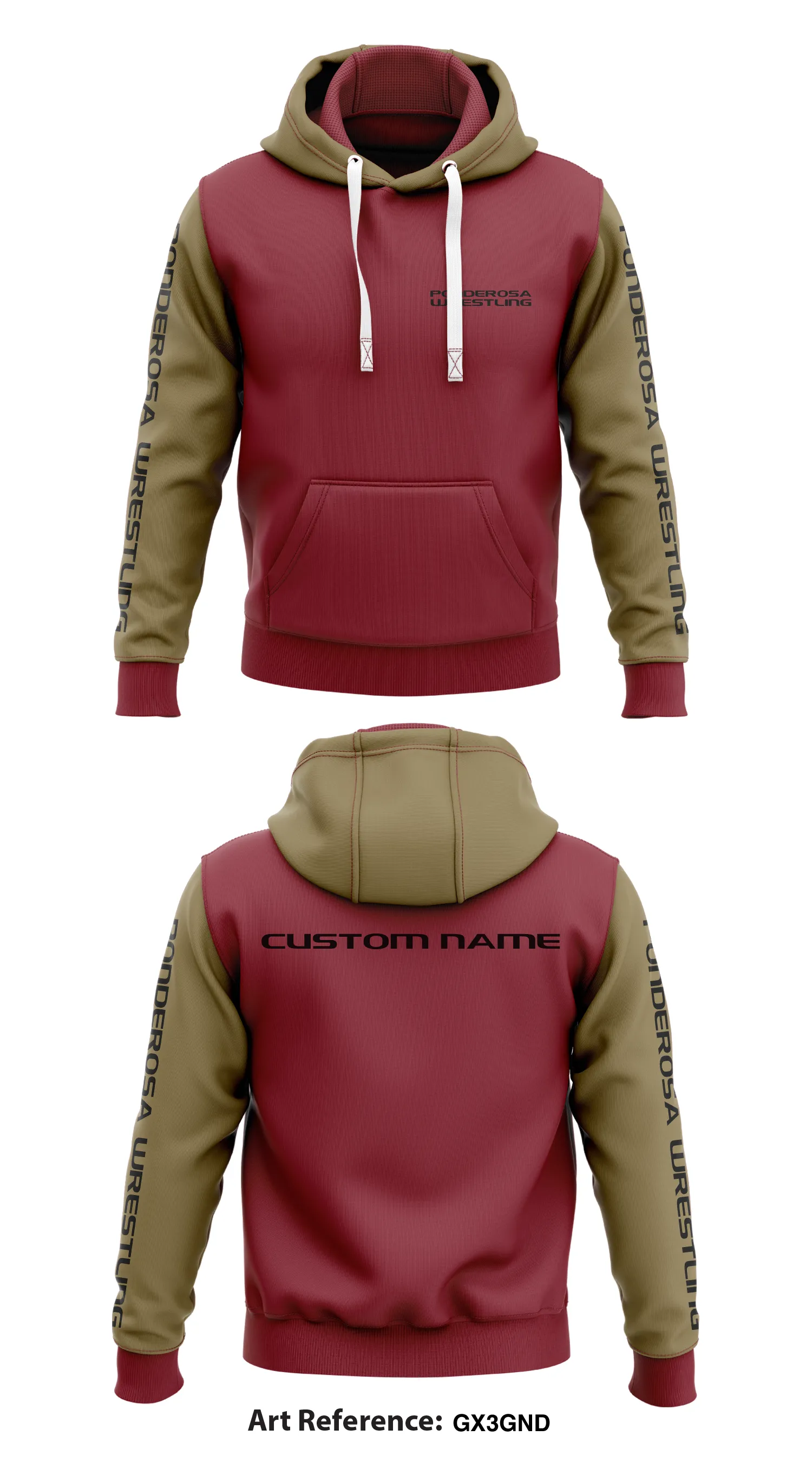 CUSTOM Ponderosa High School Boys Wrestling Team Core Men's Hooded Performance Sweatshirt - Gx3gnD