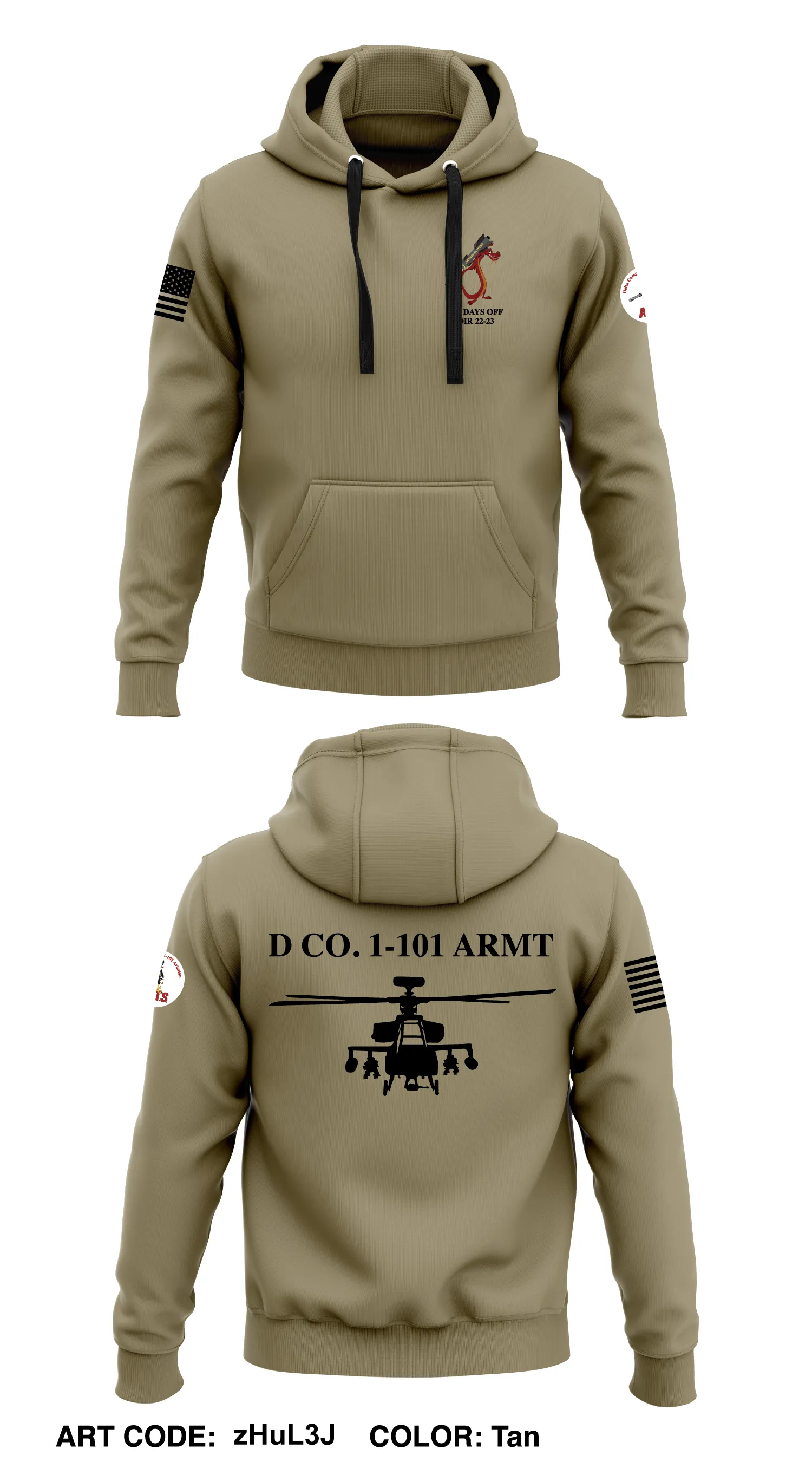 D Co., 1-11 CAB, ARMT  Core Men's Hooded Performance Sweatshirt - zHuL3J