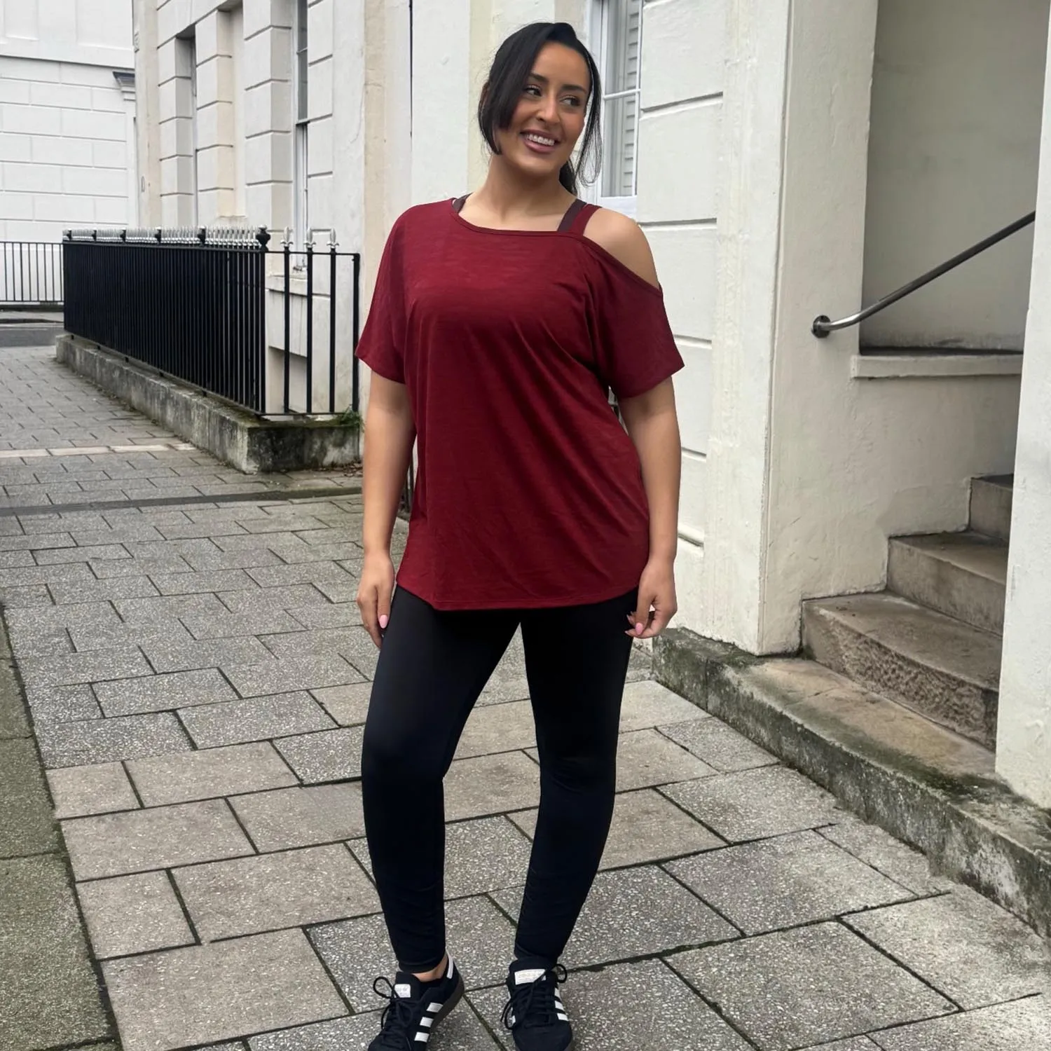 Debbie Off Shoulder Tee - Wine
