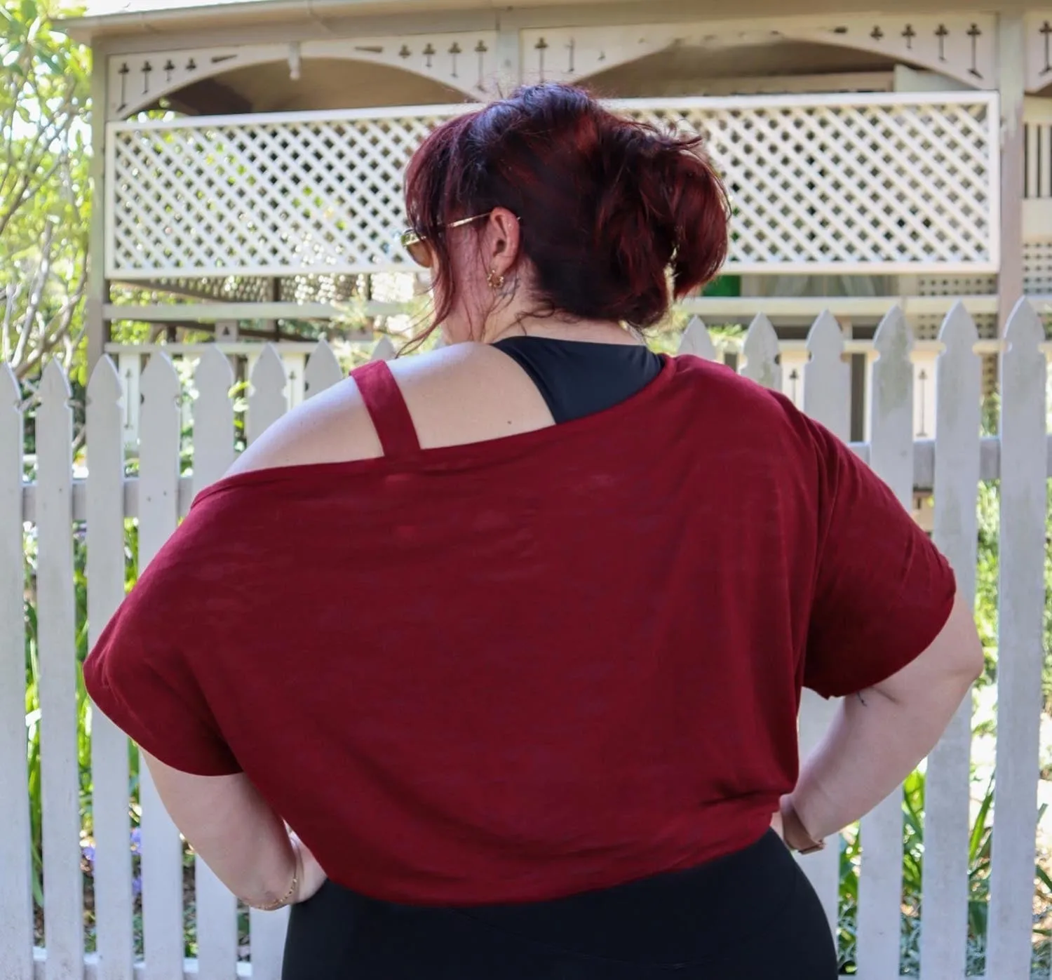 Debbie Off Shoulder Tee - Wine