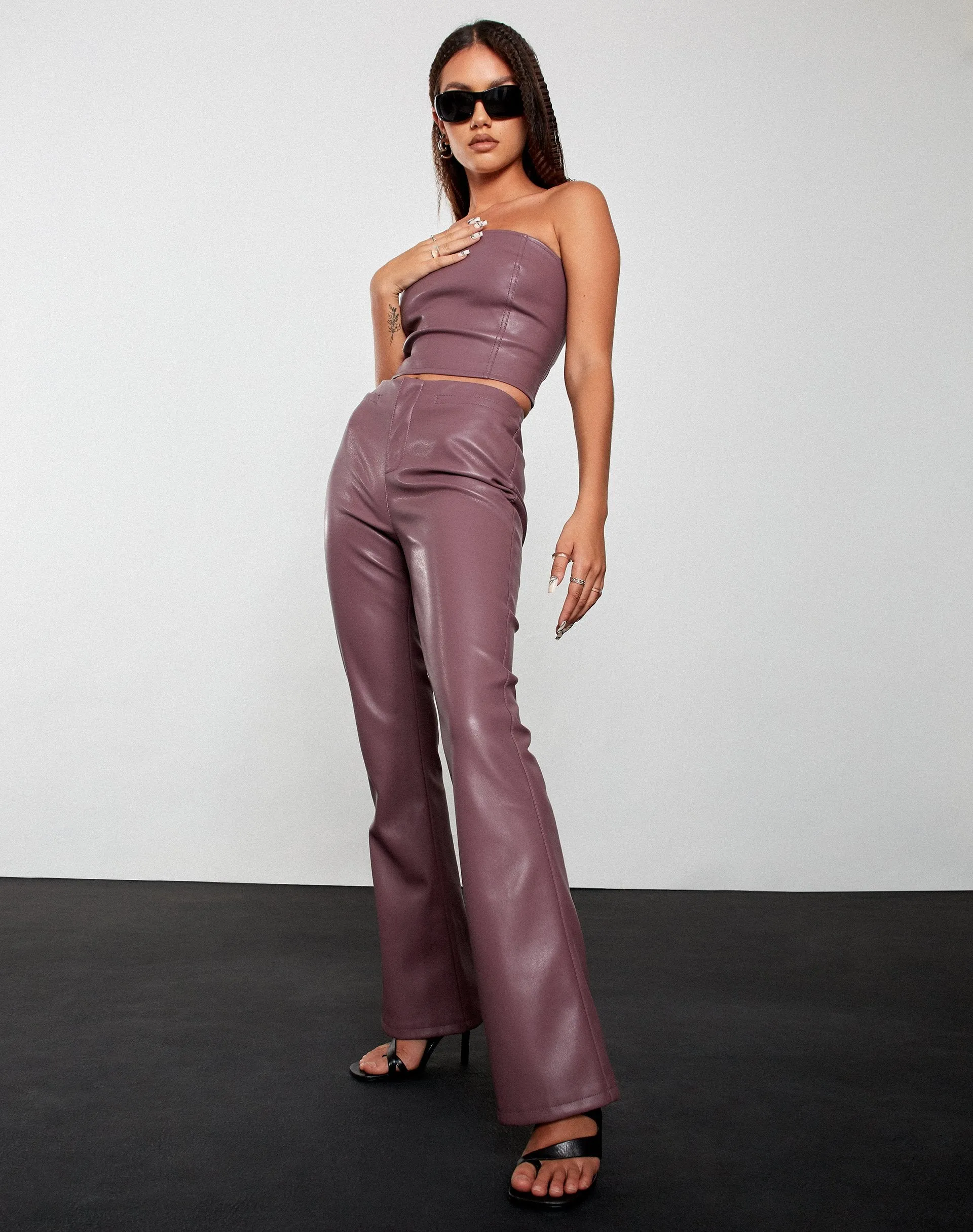 Eara Corset Top in PU Purple