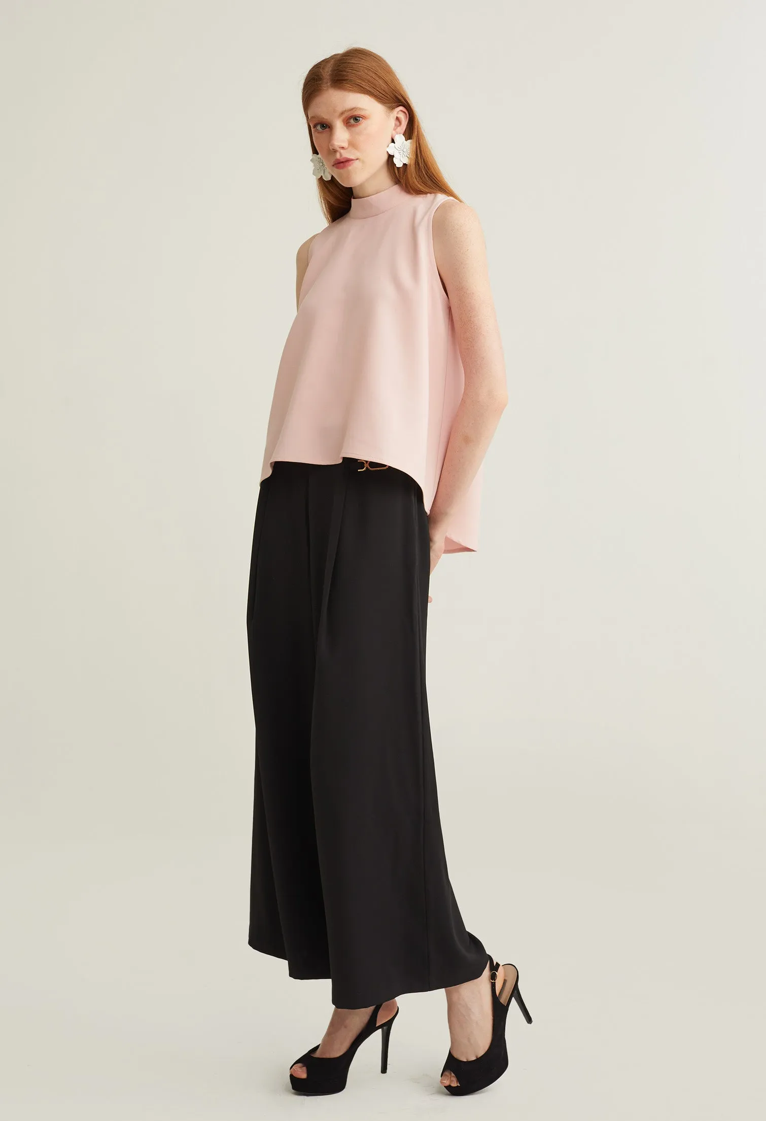 Elegant Faux Button Sleeveless Top