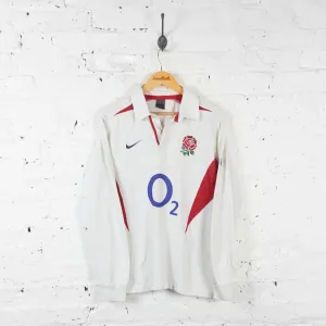 England 2002 Long Sleeve Rugby Shirt  - White - M