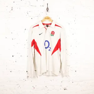 England 2004 Long Sleeve Home Rugby Shirt - White - L