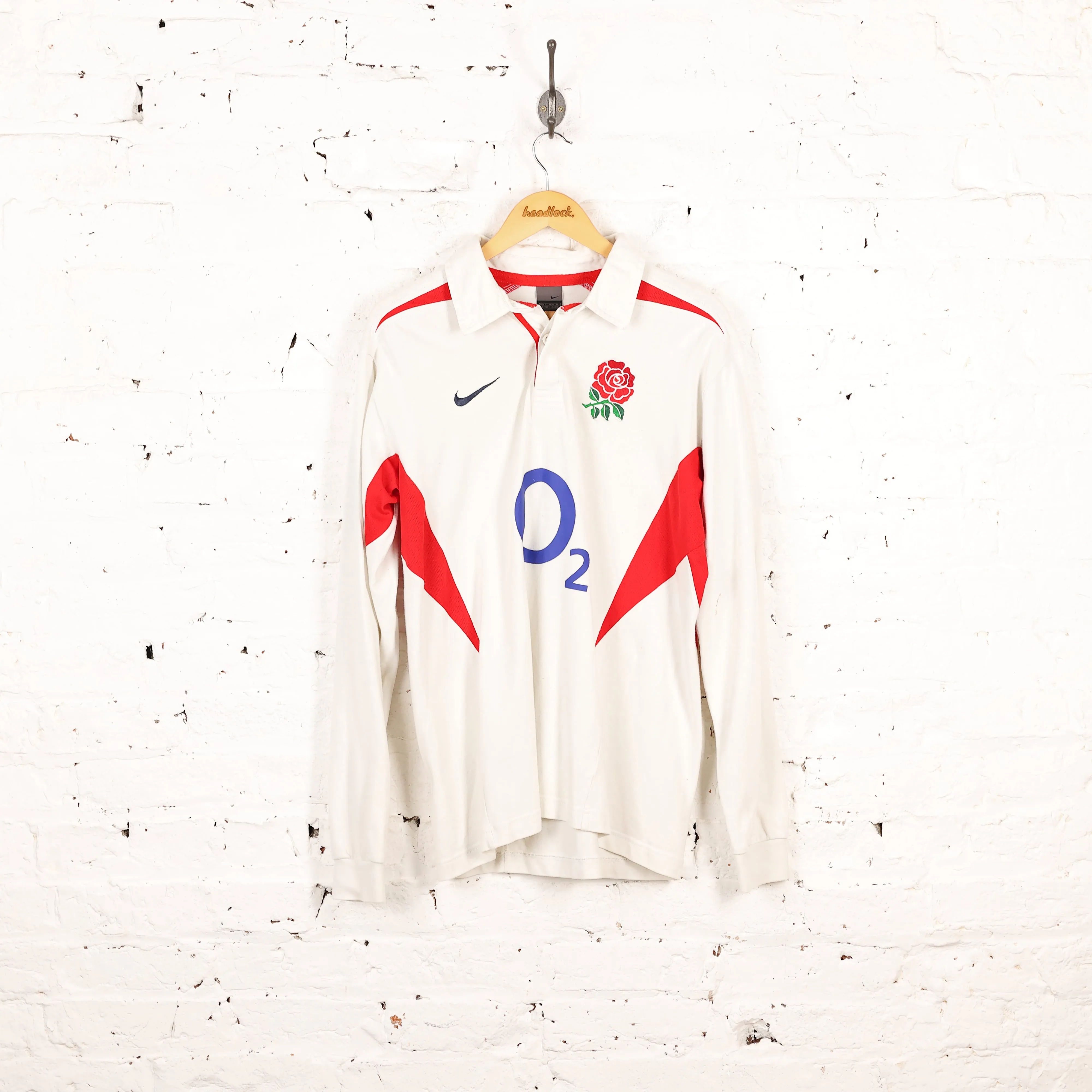 England 2004 Long Sleeve Home Rugby Shirt - White - L