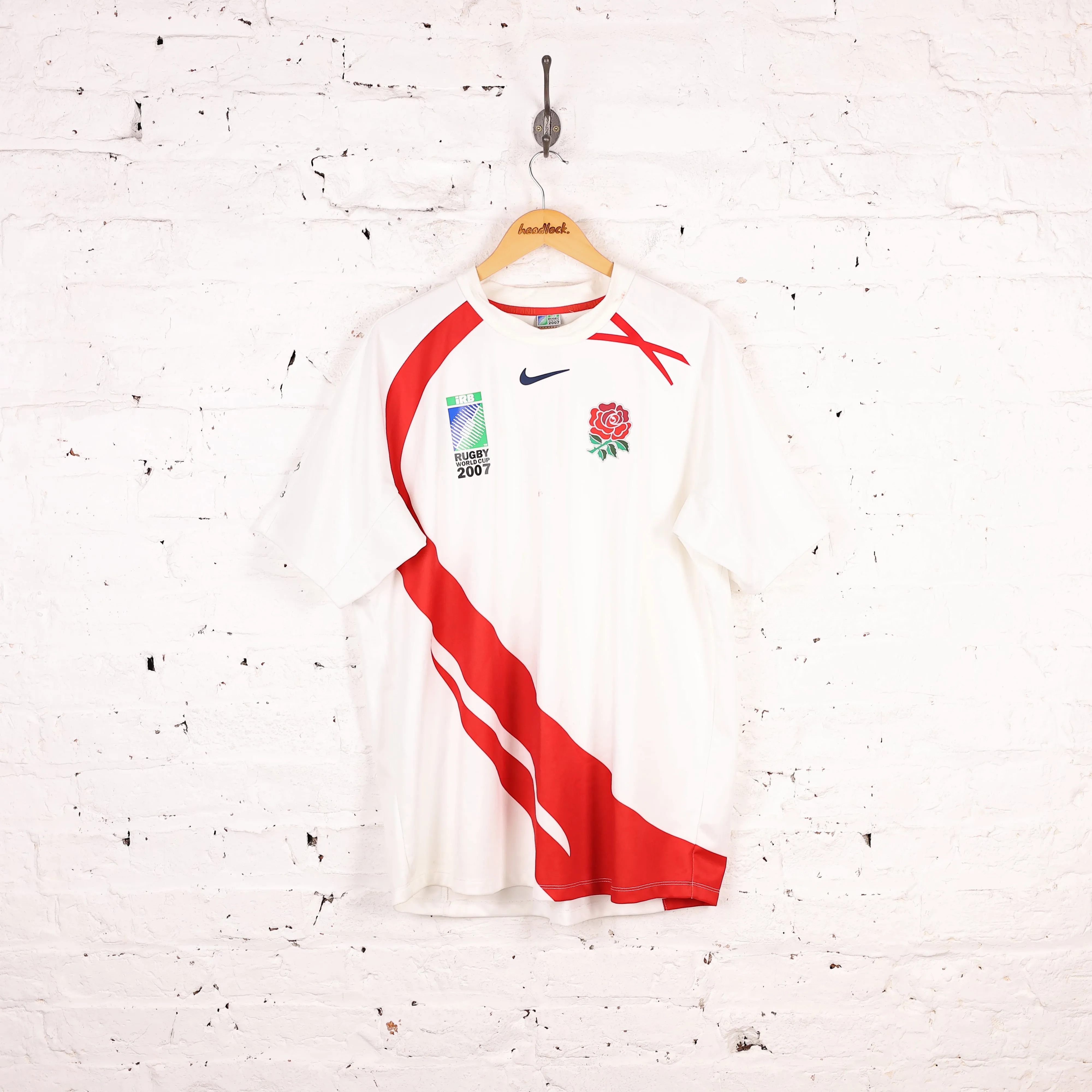 England 2007 Rugby World Cup Nike Home Shirt - White - XL