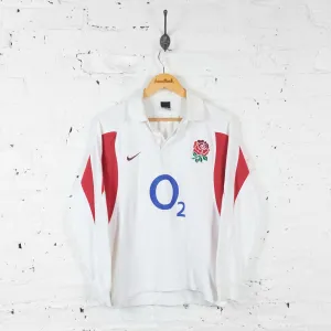 England Nike 2002 Long Sleeve Rugby Shirt - White - M