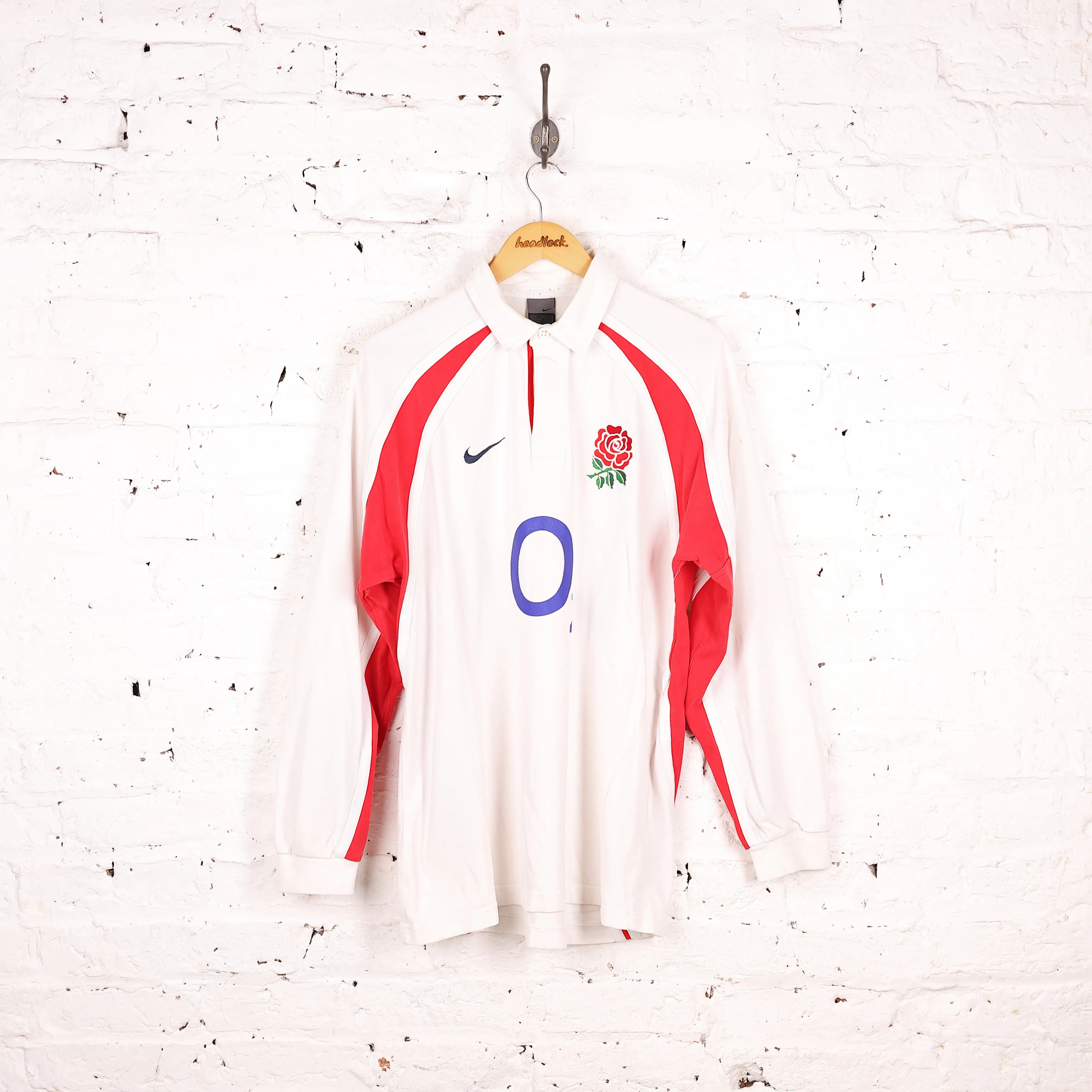 England Nike 2004 Long Sleeve Rugby Shirt - White - L