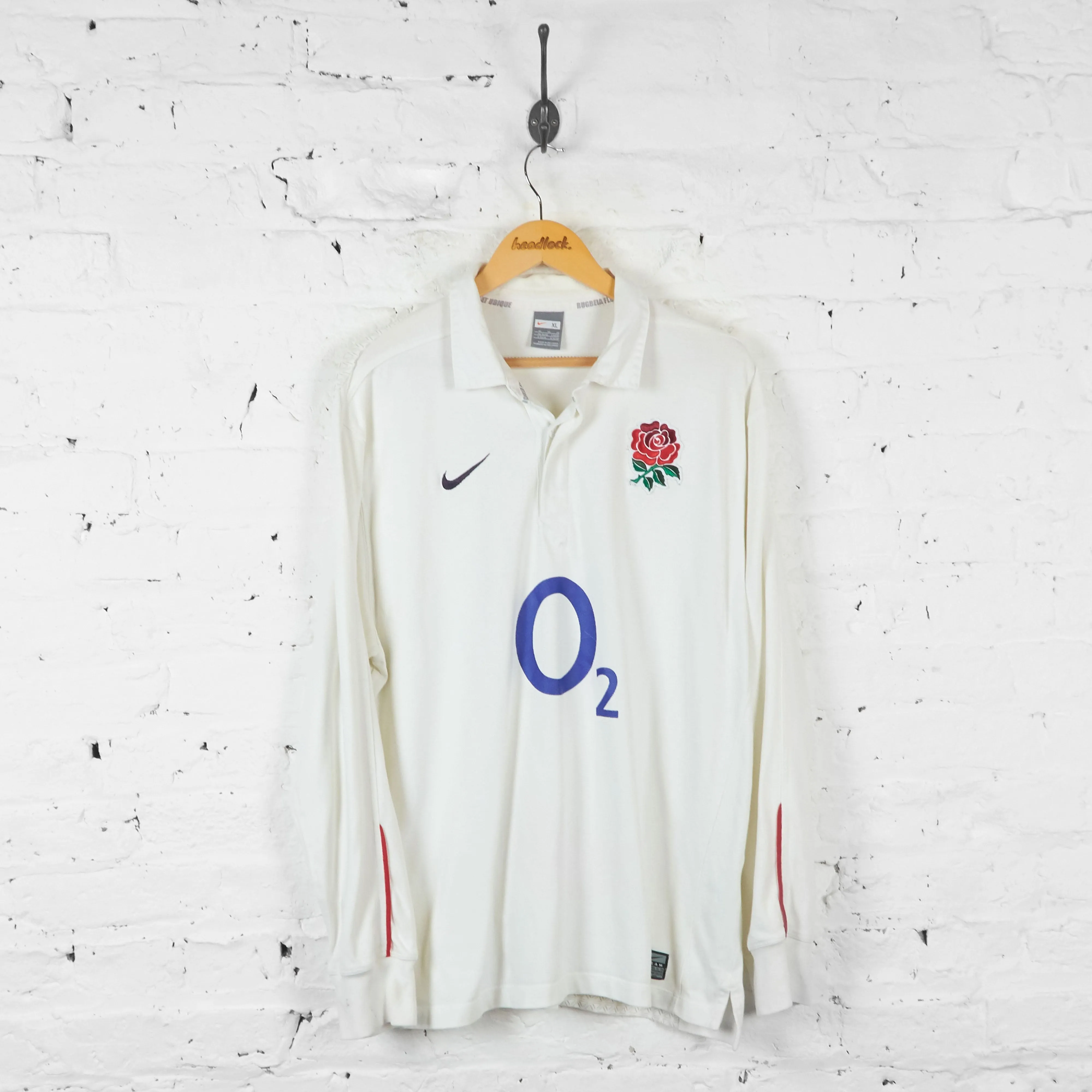 England Nike Long Sleeve Rugby Shirt - White - XL